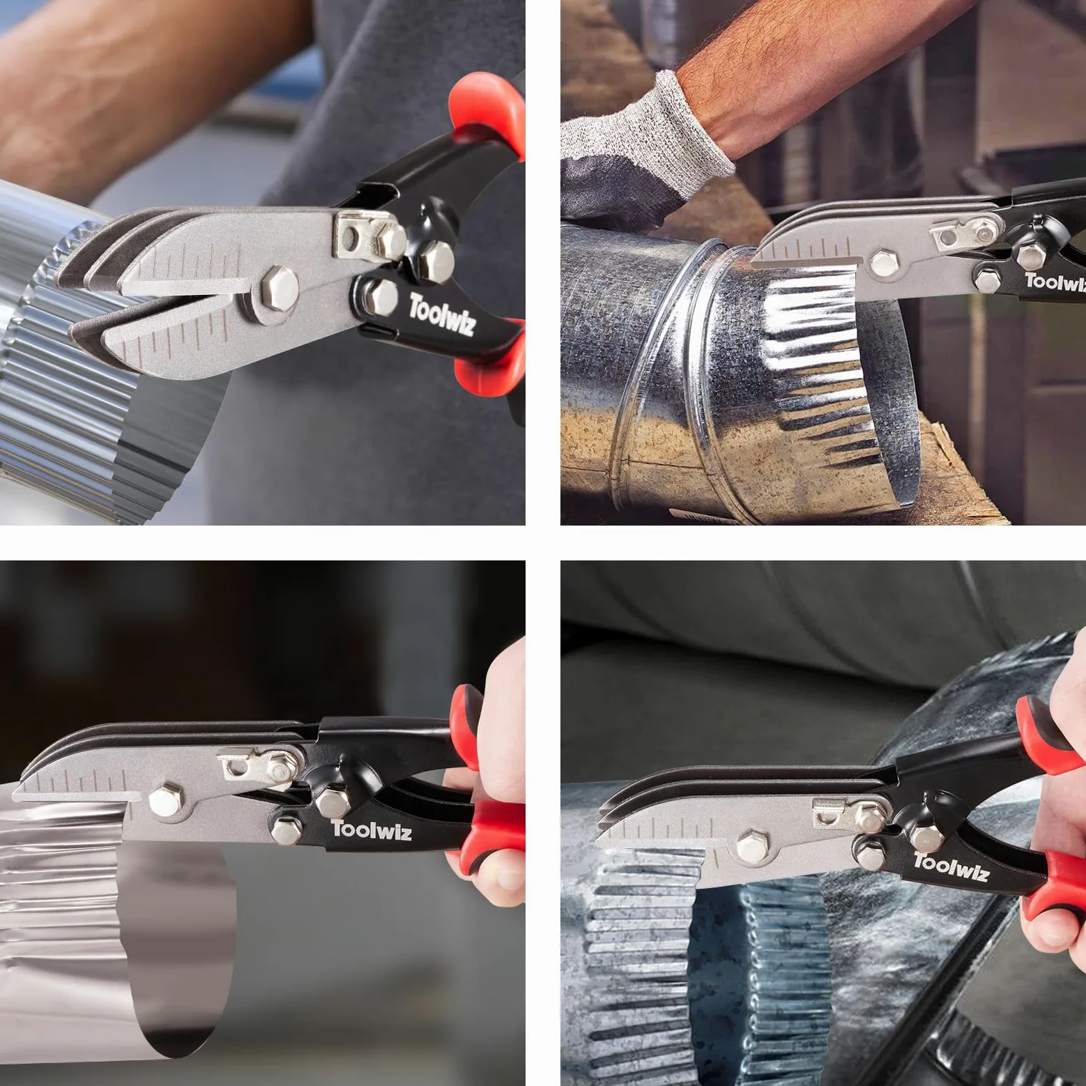 Toolwiz Herramientas de chapa metálica de 5 cuchillas, herramienta de crimpado de conductos para bajante de calibre 24-26, tubo de estufa, acero inoxidable, sistemas de conductos de ventilación,