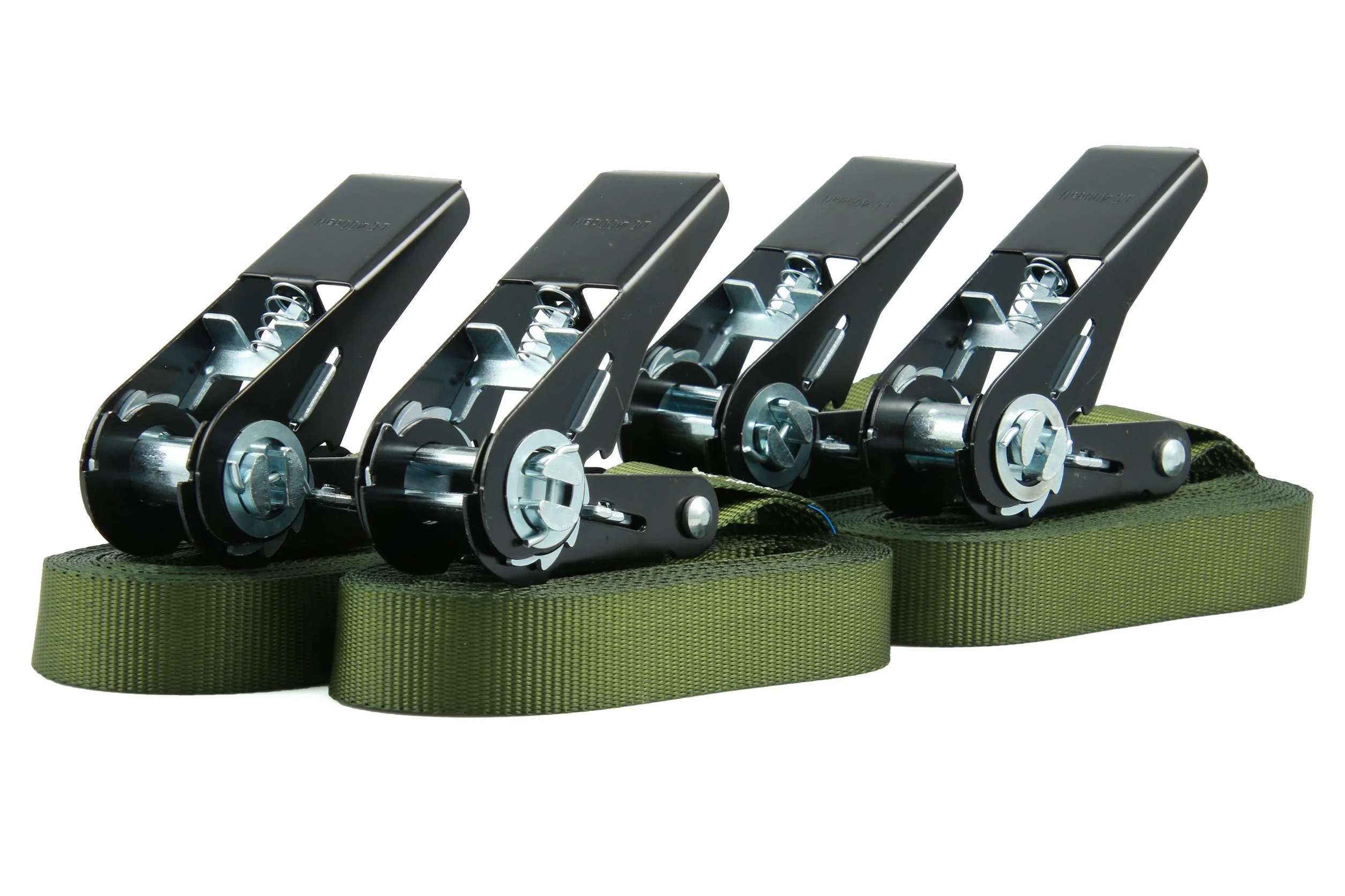 4 Correas de Amarre con trinquetes, trinquetes Negros, duraderas, de 4 m ó 6 m en Negro, Rojo, Verde Oliva o Amarillo neón, Verde