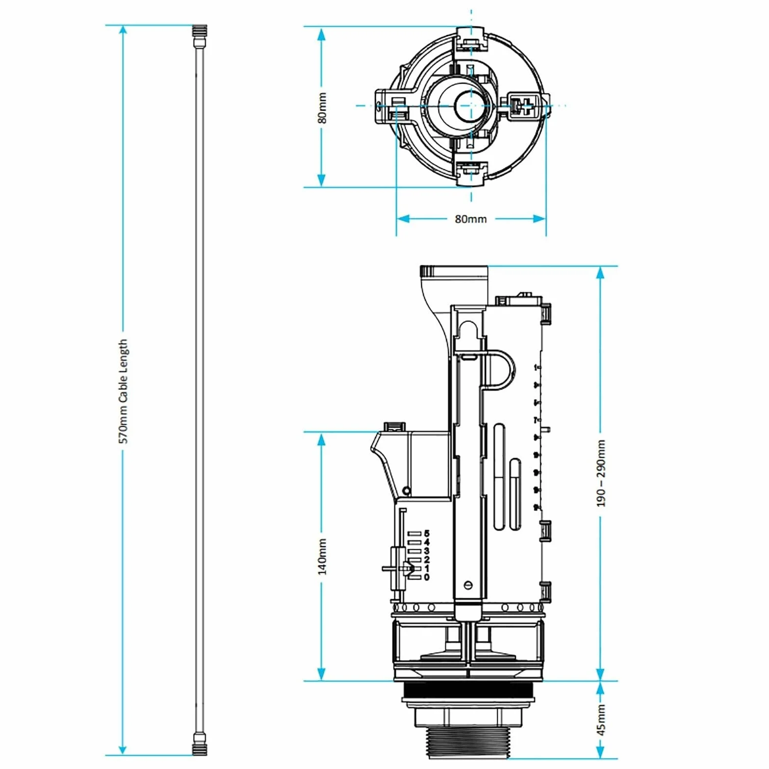 SPARES2GO Kit Botón Pulsador Para Cisterna Inodoro 1,5" 2" Válvula Doble Descarga Universal