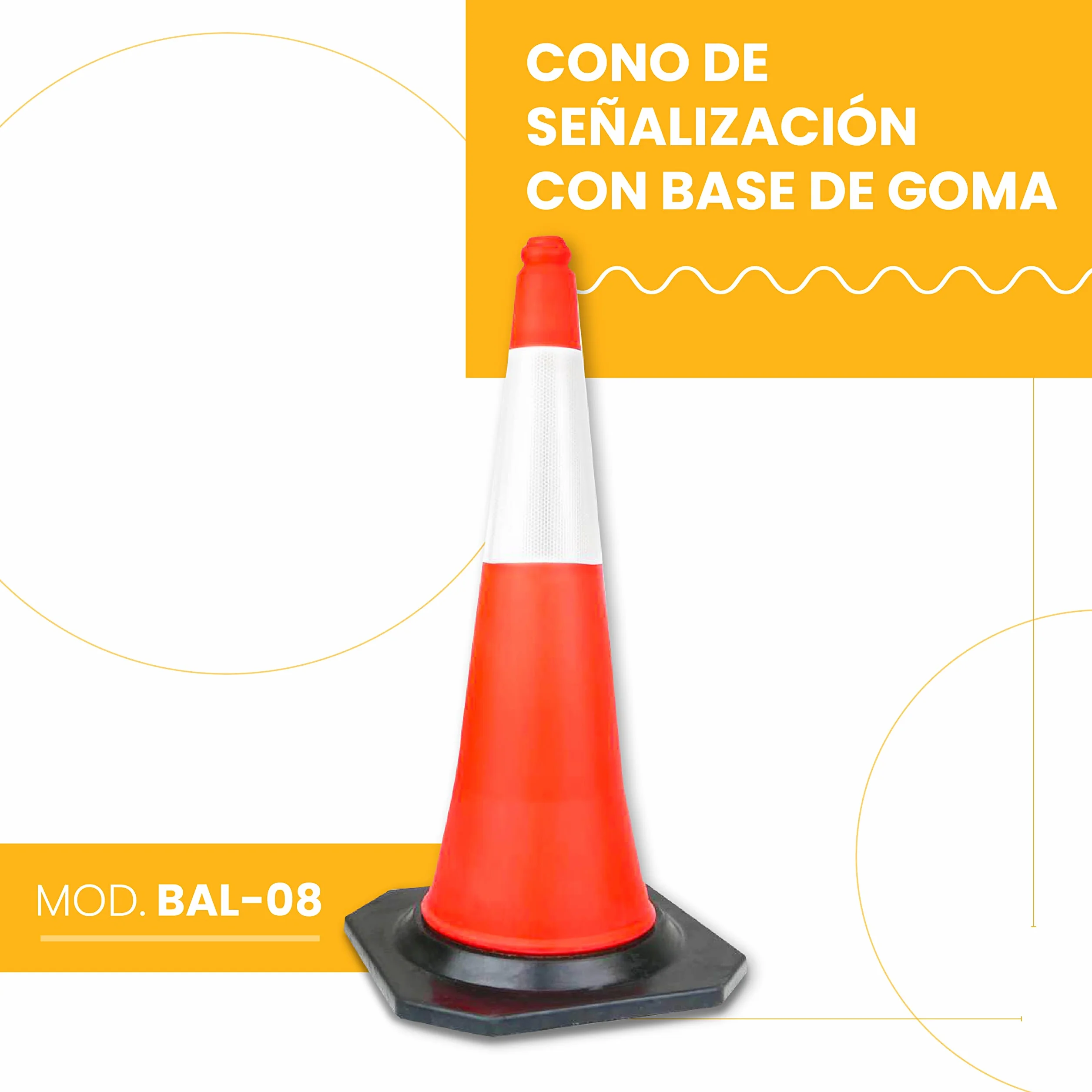 PARKING FACIL | Conos de Señalización 75 cm | Cono de Tráfico con Base de Goma y Banda Reflectante | Elementos de Seguridad Vial | Tamaño: 75 cm | 1 Unidad