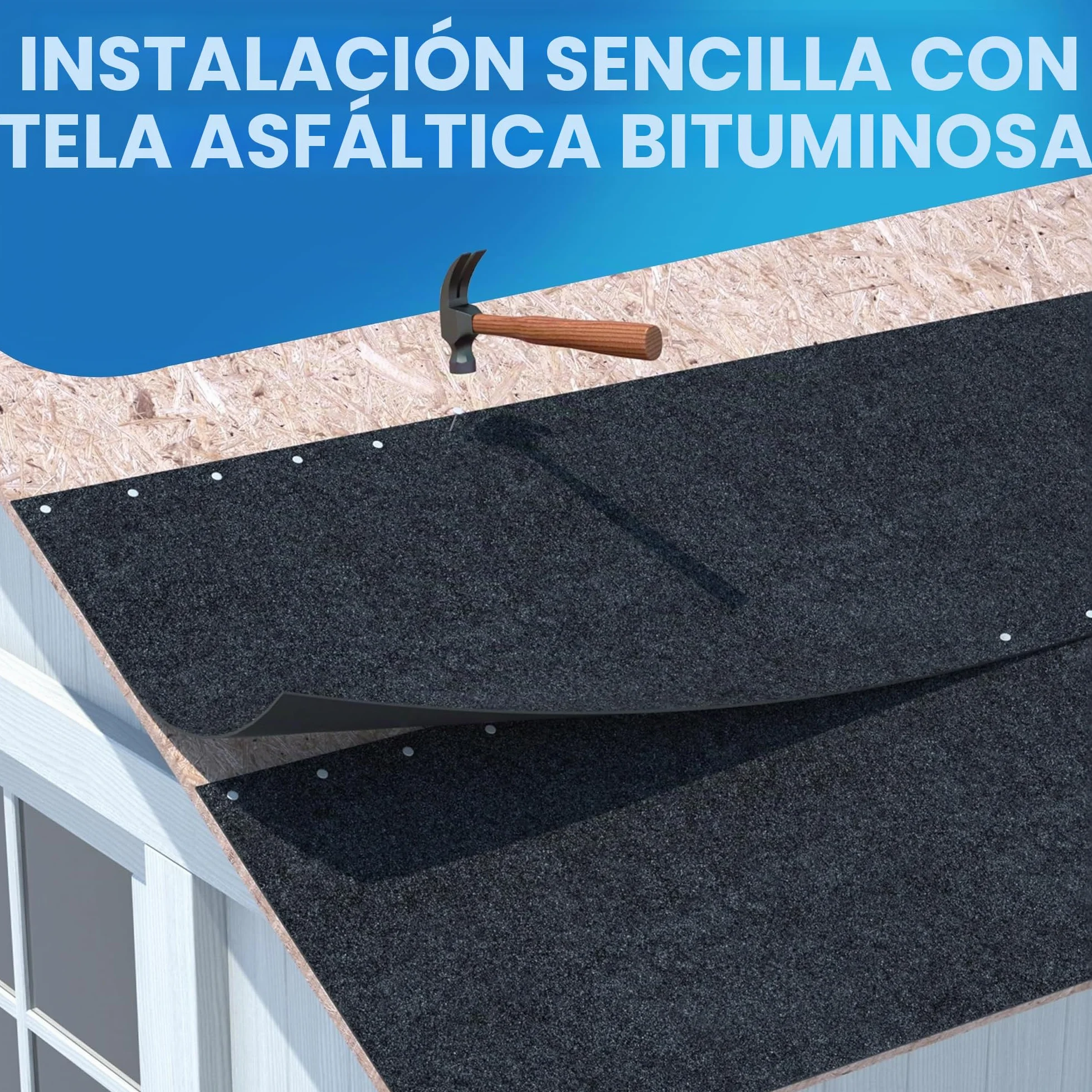 GARTENPIRAT Rollo con 5,0 m² de Tela asfáltica arenosa para techos Color Negro