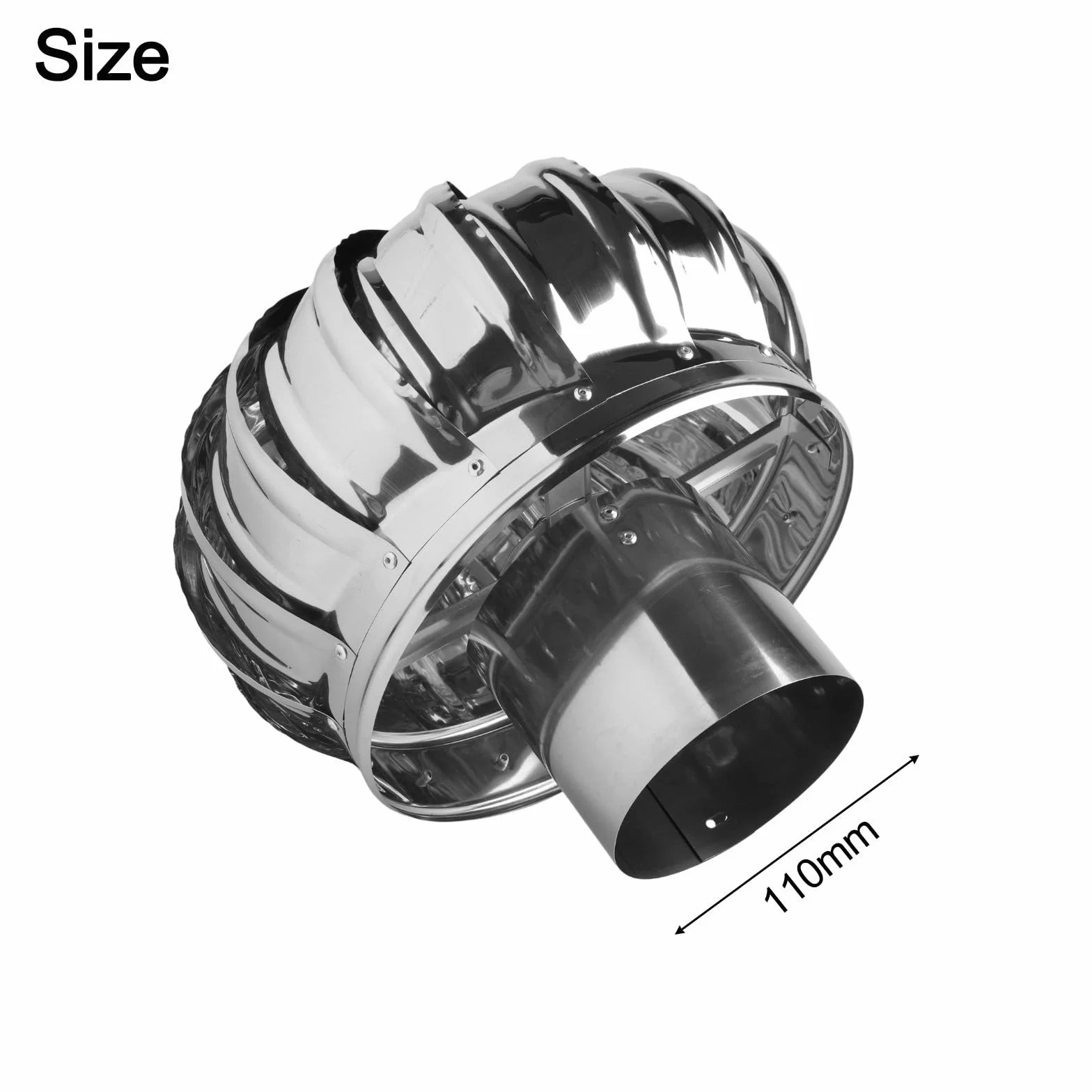 Ventilador de techo no alimentado de acero inoxidable 304 de 110 mm | Ventilación de aire de turbina impulsada por el viento para cocina, baño, escape de fábrica