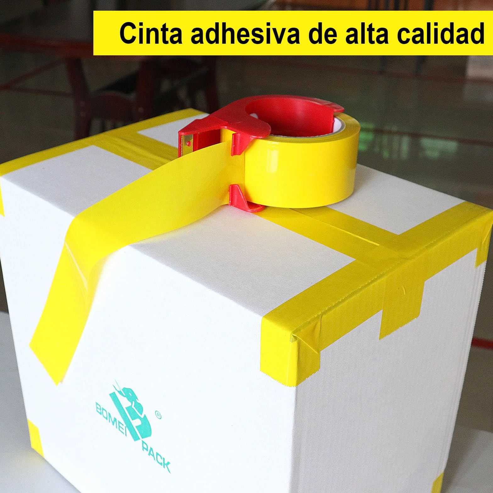 BOMEI PACK 3 Rollos 48mmx66m Amarillo Cinta Adhesiva de Embalar para Embalaje de Cajas de Cartón de Envíos y Mudanzas. Precinto para Empaquetados Resistentes