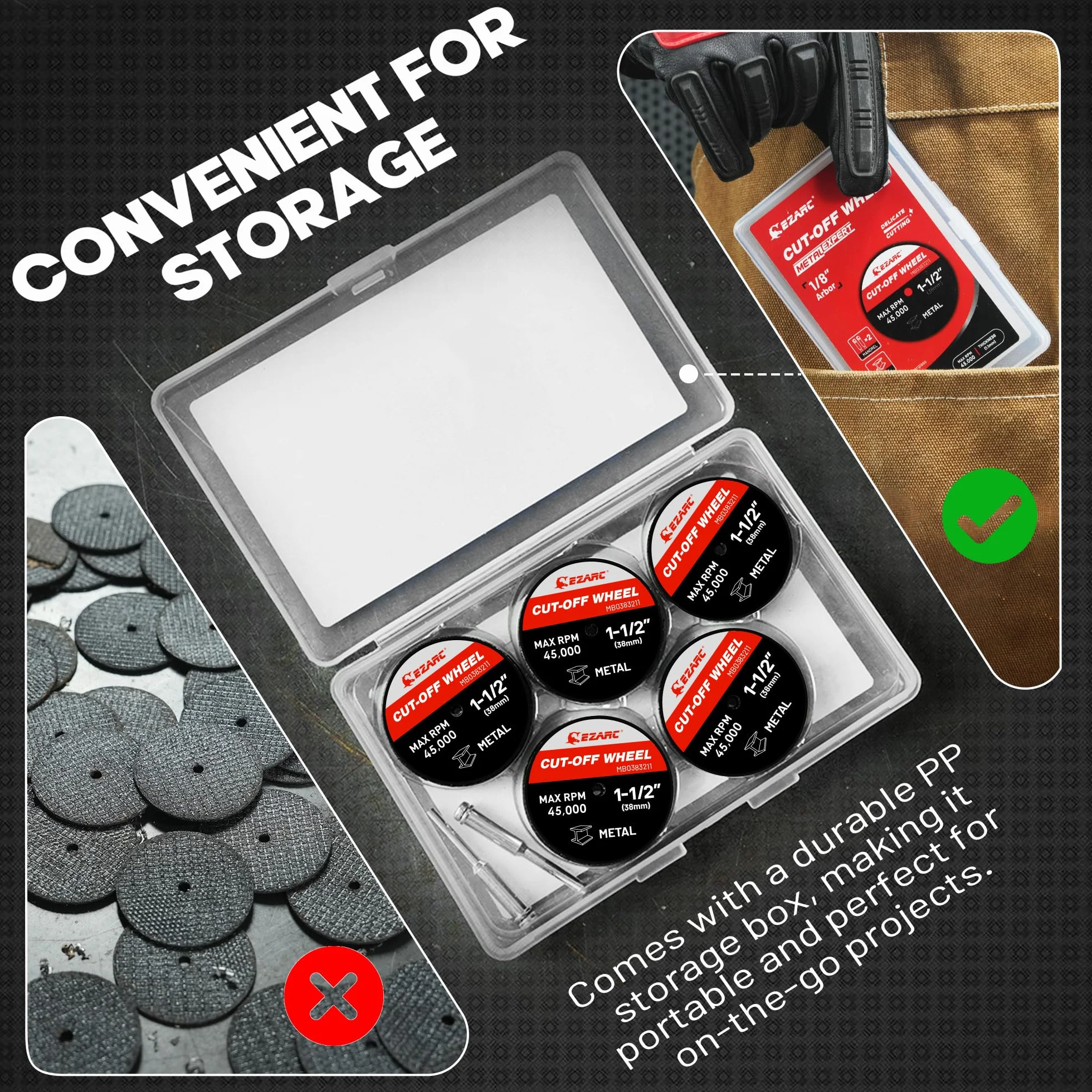 EZARC Discos de Corte 32pcs, Ruedas de Corte de 38 mm Para Metal y Acero Inoxidable, Discos de Corte Para Herramientas Rotativas
