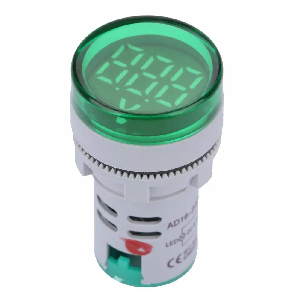 Voltímetro LED Digital Luminoso Indicador de Voltaje, Comprobador de Lámpara Redondo (Green)