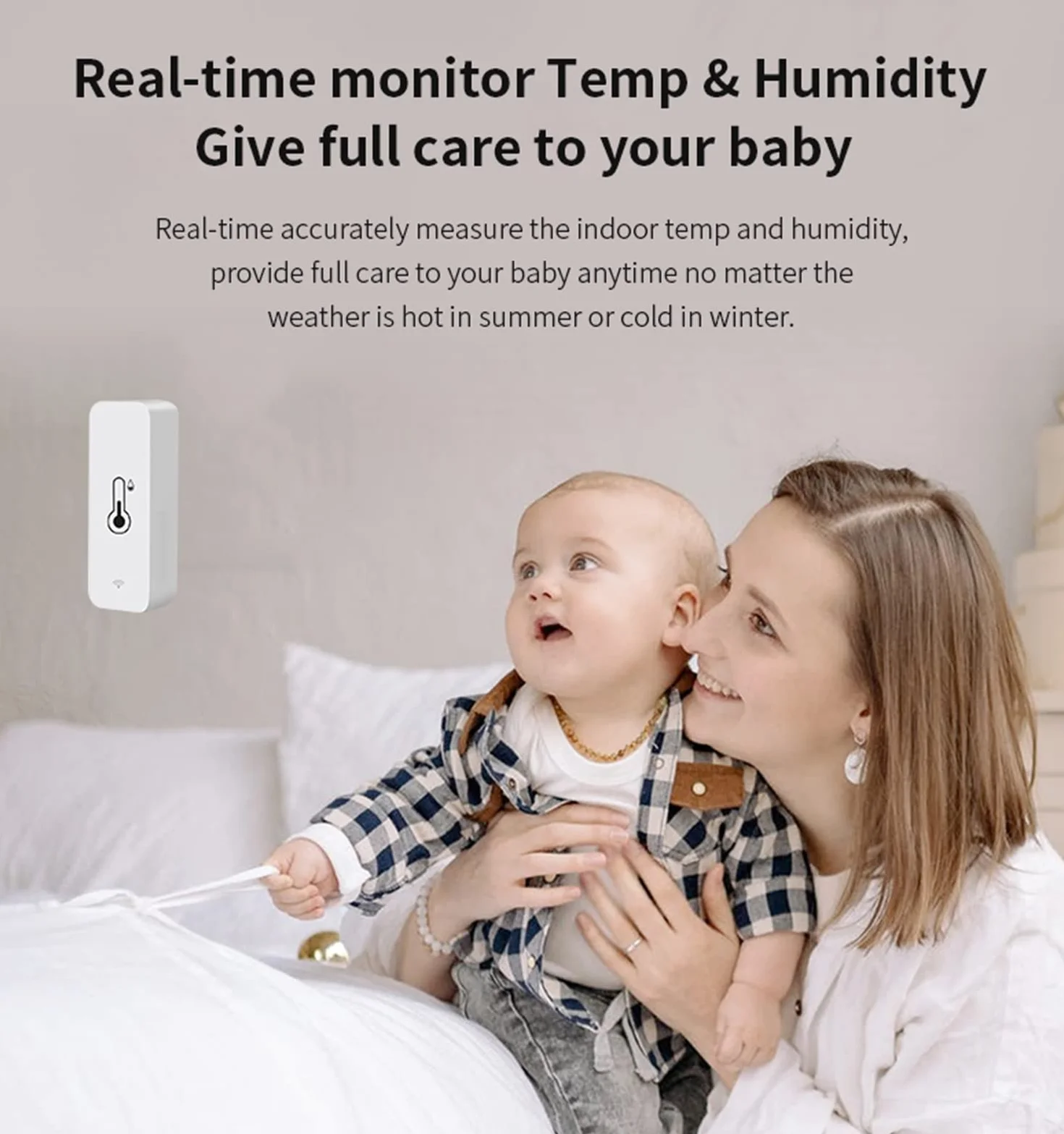 Sensor Termómetro Higrómetro WiFi Inteligente Temperatura Humedad Monitor Remoto Alerta App TUYA Compatible Alexa