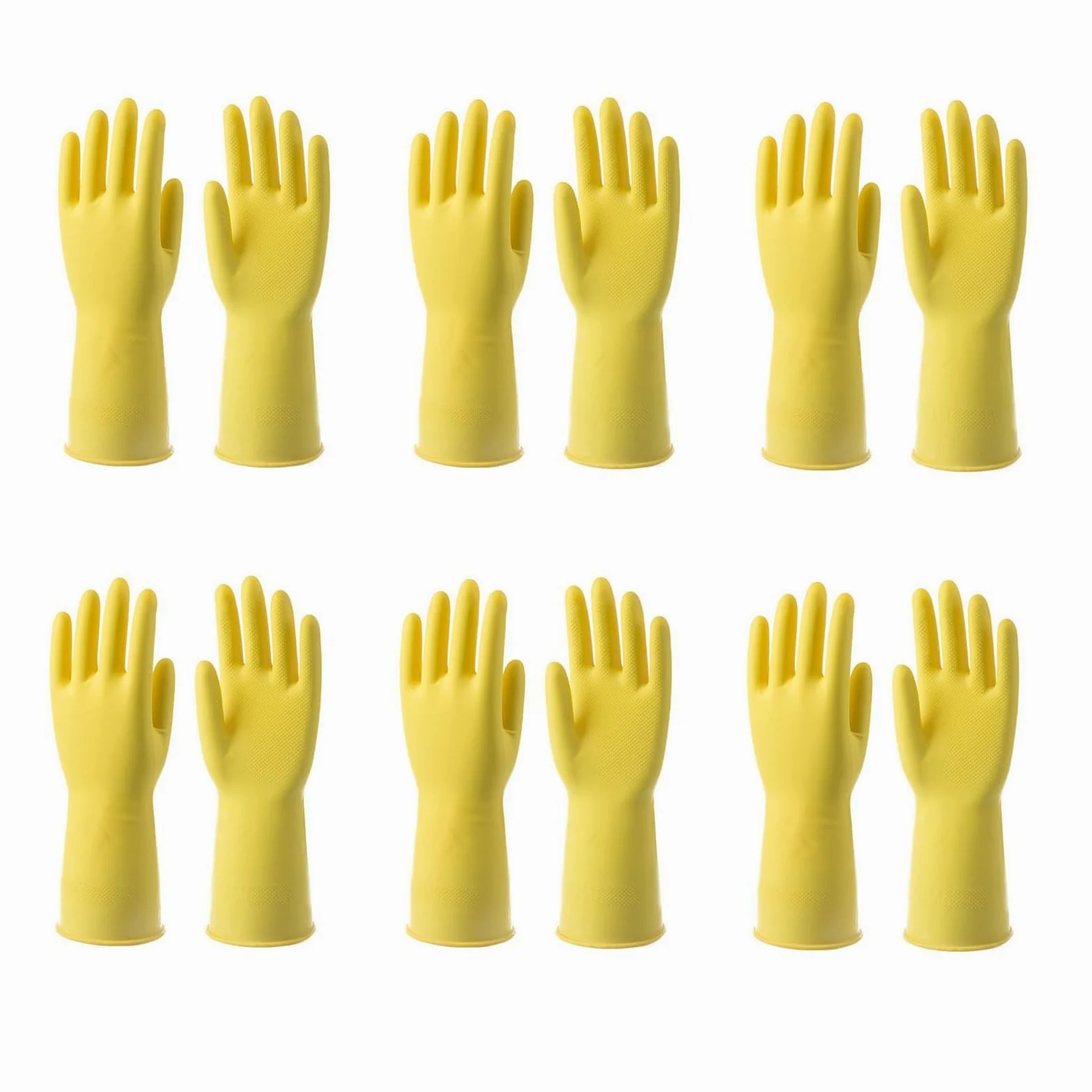 6 Pares Guantes de Limpieza Hogar, Guantes Latex, Guantes de Cocina Baño, Forro de Algodón Reciclado, para Todo Tipo de Tareas de Limpieza y Cuidado, Talla M (Amarillo)