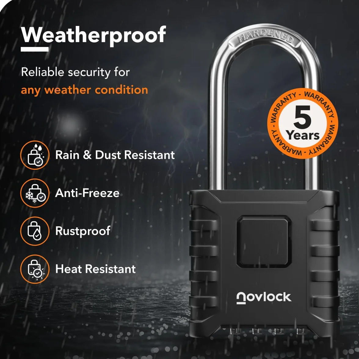 Candado de combinación resistente – arco largo de 5,9 cm – candado exterior impermeable de 4 cifras para portones, vallas, cobertizos, trasteros, taquillas y armarios – 2 unidades, negro