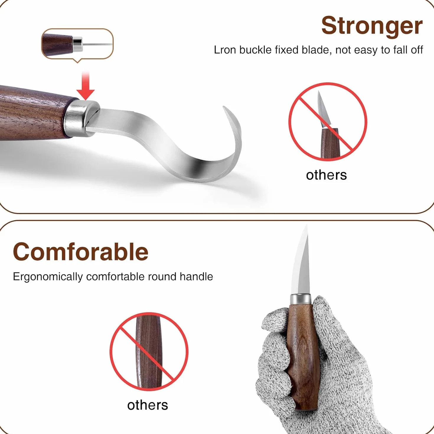 Kit de Tallado de Madera, 10 en 1 Kit de Herramientas para Tallar Madera, incluye 6 Cuchillos Para Tallar Madera Seco para principiantes, Guantes Resistentes a Cortes, Bolsa de Lona