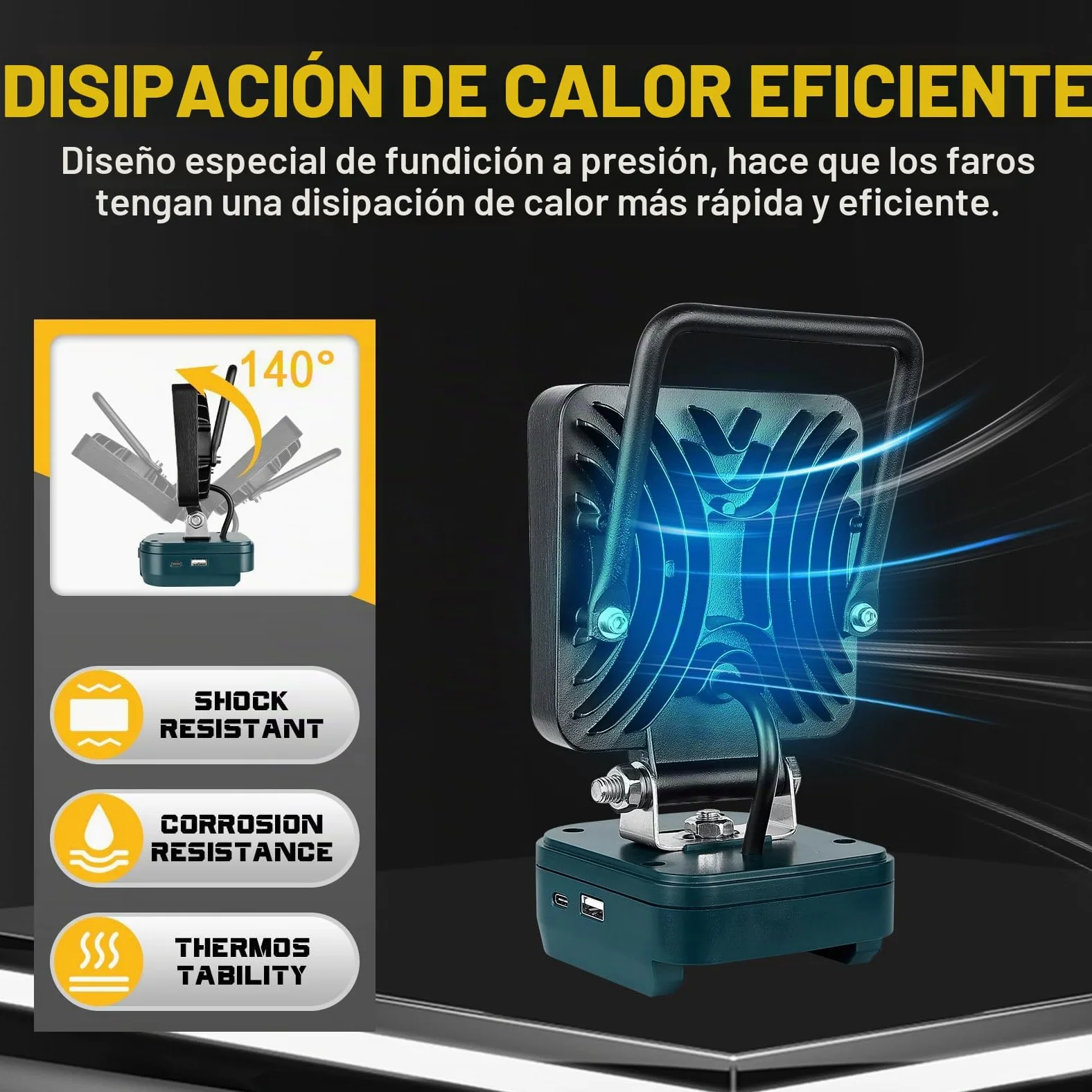 SKYWORLD Luz de trabajo LED inalámbrica para batería Bosch de 18 V, 48 W, 4800 lm, reflectores portátiles para iluminación de camping de bajo voltaje al aire libre, taller, garaje, lugar de trabajo