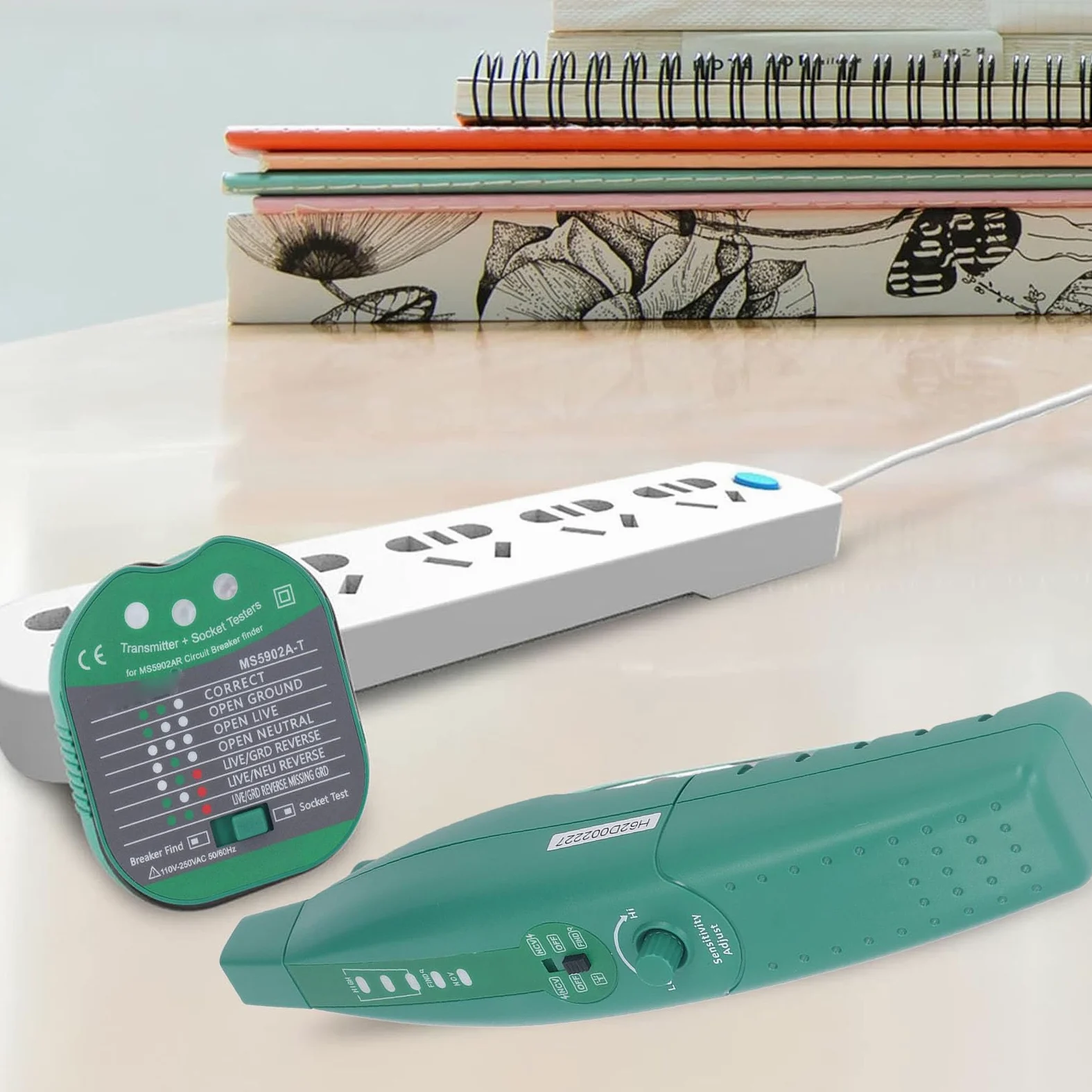 Buscador Automático de Circuitos, Probador de Enchufes Eléctricos, Probador de Enchufes con Interruptor de Aire con 3 Luces Indicadoras para Oficina, Hogar, Fábrica