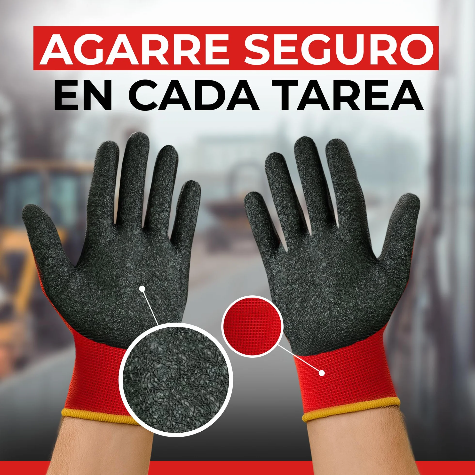 Guantes de Trabajo Resistentes a la Abrasión 12 Pares - Guantes de Jardinería y Montaje con Revestimiento de Látex - Protección Taller Mecánico Talla 9