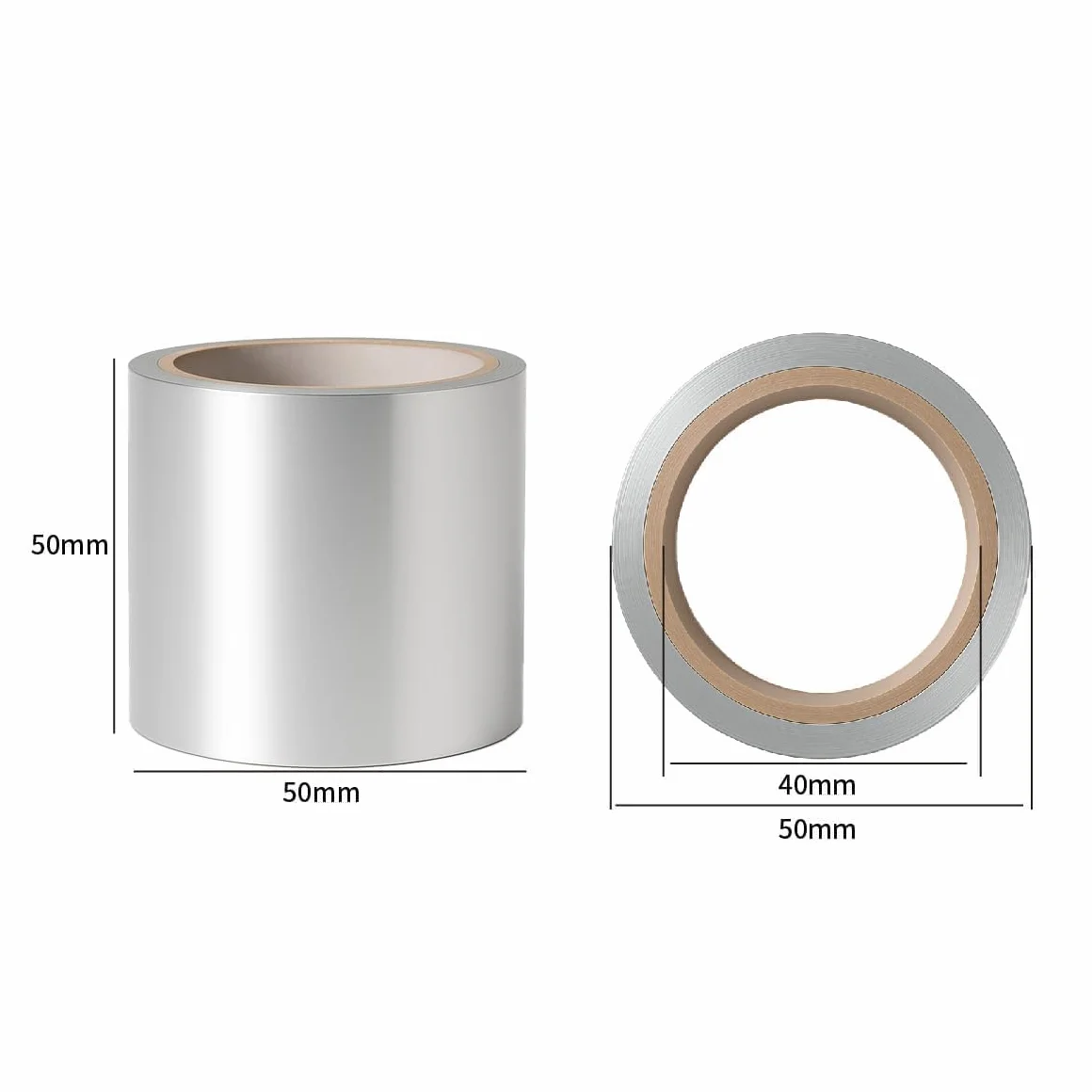 Cinta Adhesiva de Aluminio Resistente al Calor y al Frío, Impermeable y Duradera, Ideal para Reparaciones y Aislamiento Térmico en HVAC, Automóviles y Hogar, 50 mm x 10 m