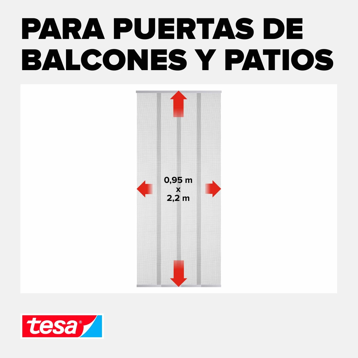 tesa Insect Stop Cortinas STANDARD para Puertas, Mosquitera de 4 Piezas con Cinta Adhesiva de Gancho y Bucle, Sin Necesidad de Taladrar, Blanca, 95 cm x 220 cm