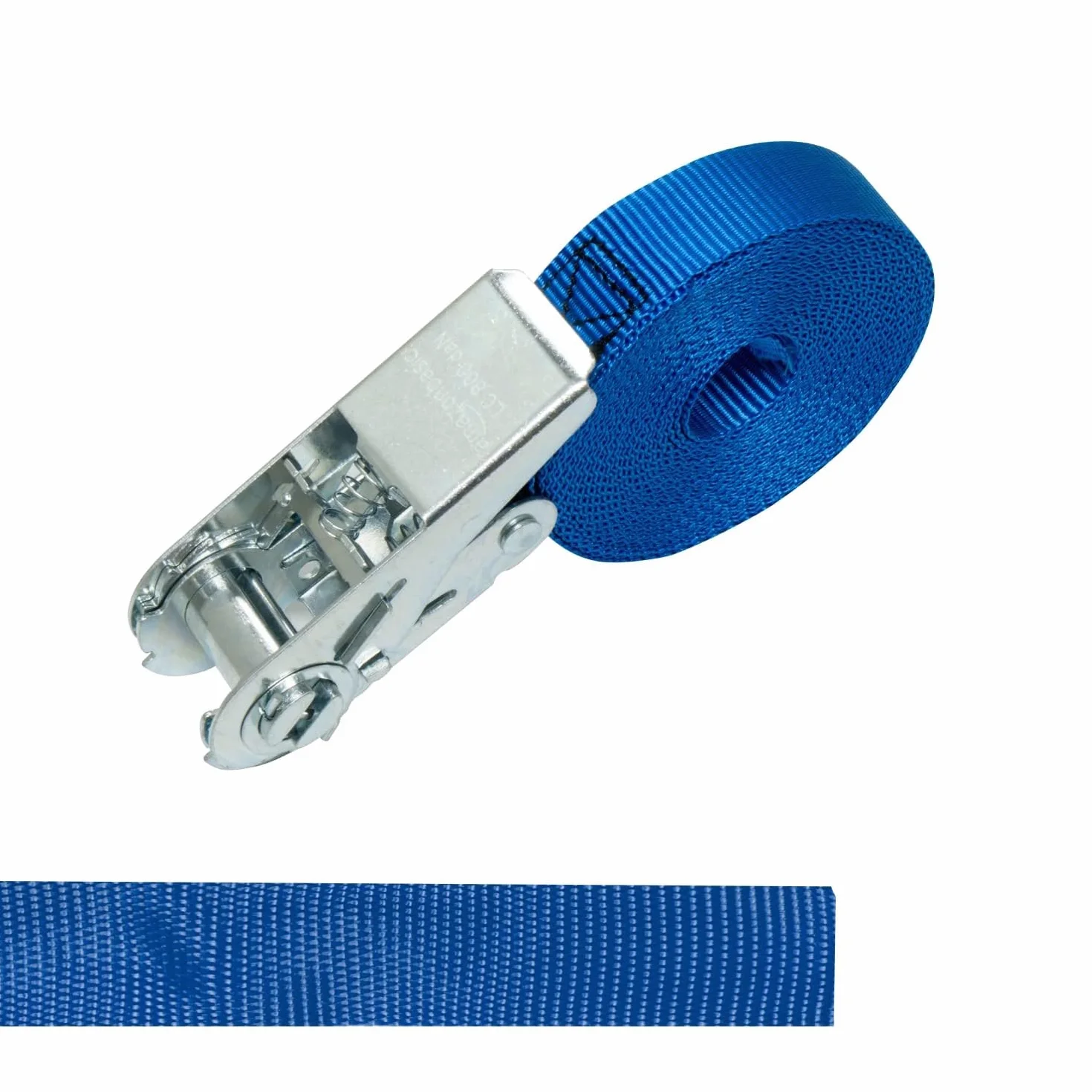 Amazon Basics Correa de Amarre con Trinquete, 6 m de Largo, 25 mm de Ancho, Capacidad de Carga 800 Kg, DIN EN 12195-2, Paquete de 10, Azul