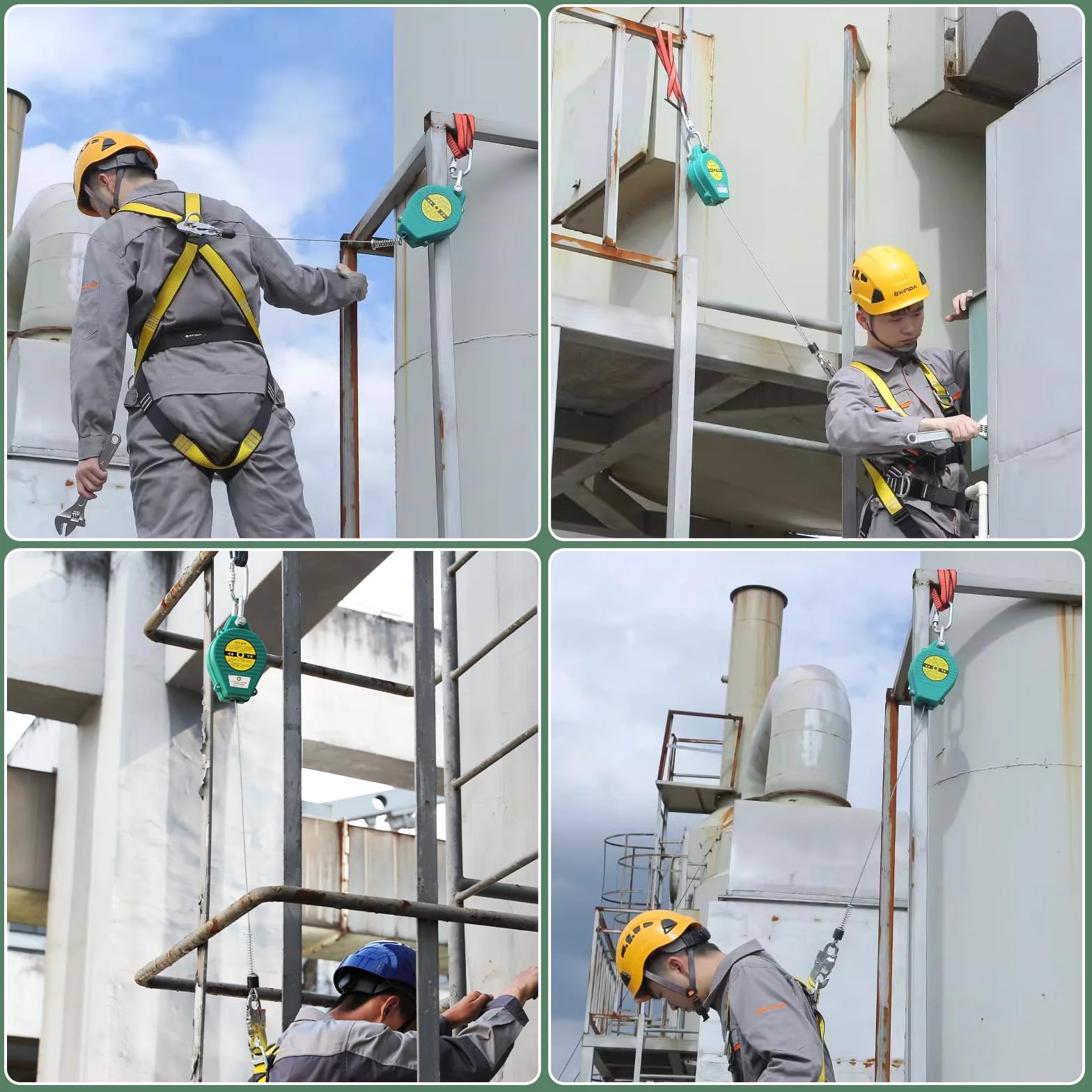 Arnés de Seguridad Anticaídas Retráctil 150 KG 10 m Homologado Verde