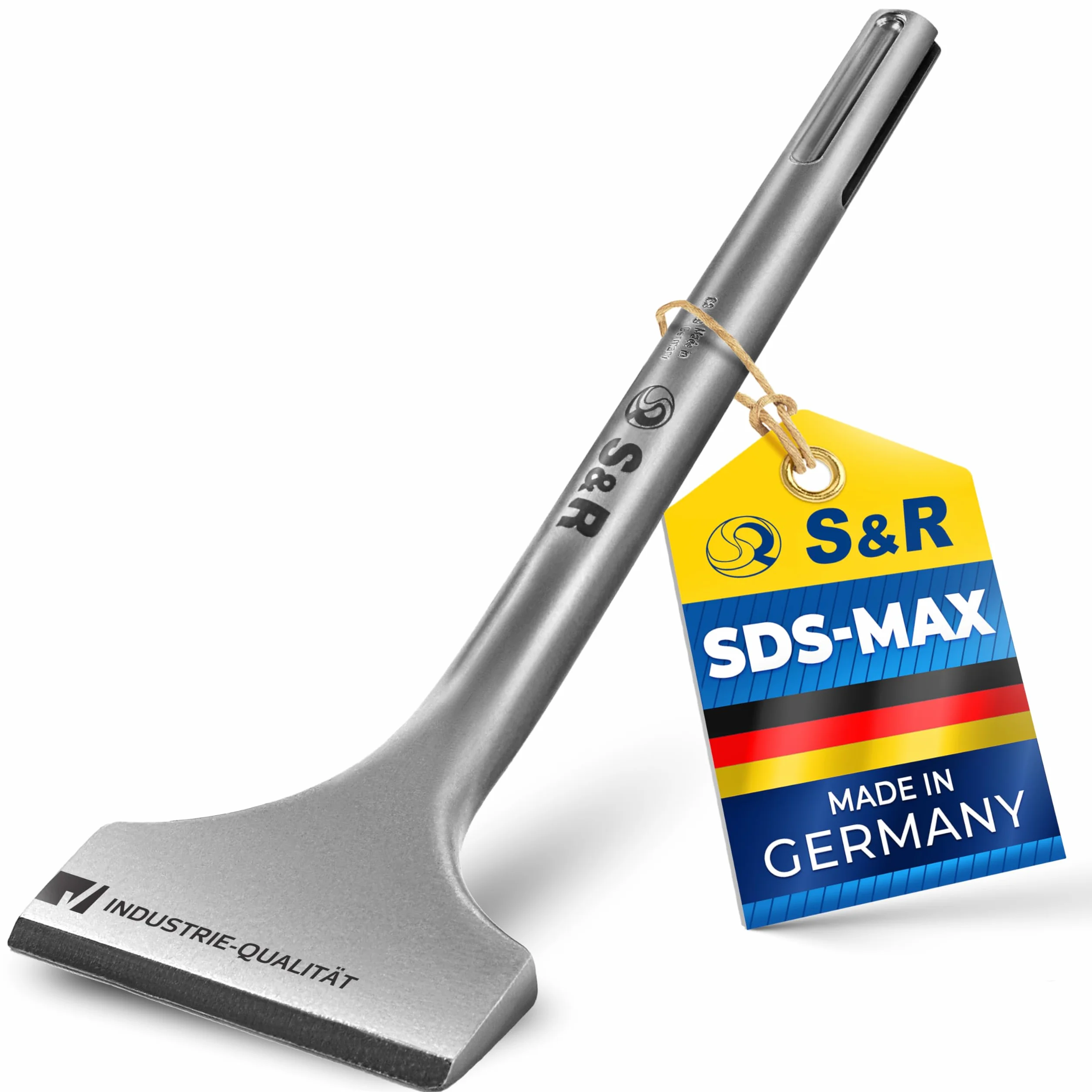 S&R Cincel SDS MAX baldosas 300 x 80 mm Calidad Industrial. Cincel ángulado MADE in GERMANY