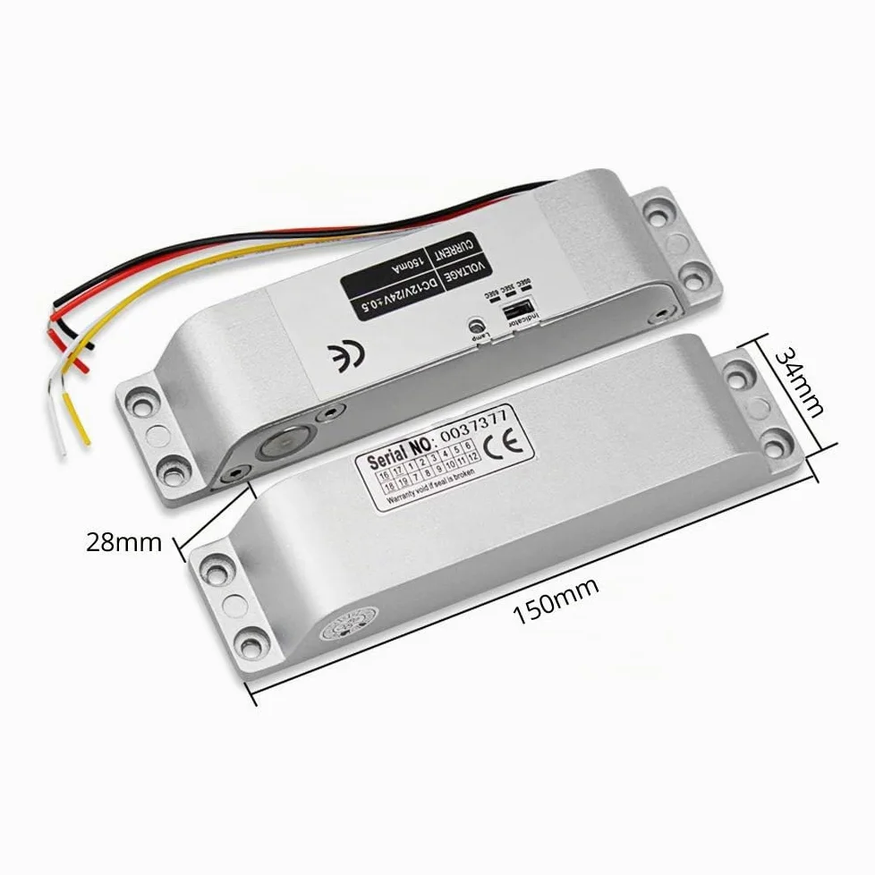 Perno de Bloqueo Eléctrico de Metal para Puerta, DC 12V, Modo NC a Prueba de Fallos, Compatible con Sistema de Control de Acceso, Plata