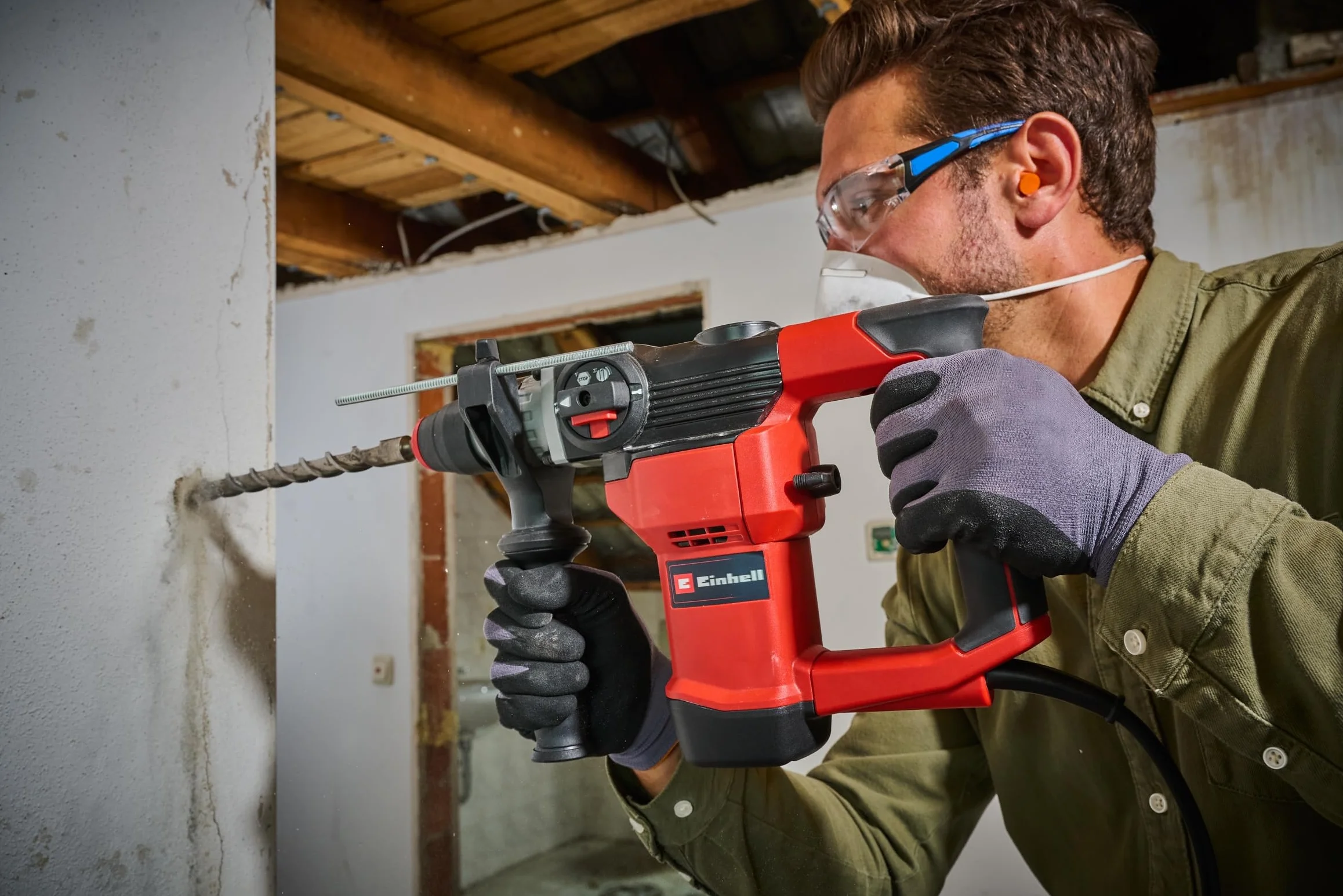 Einhell Martillo perforador TC-RH 28 3F (950 W, 3,5 J, mecanismo percutor neumático, SDS-plus, tope de profundidad, perforación/perforación con percusión/cincelado con fijación, incl. maletín)