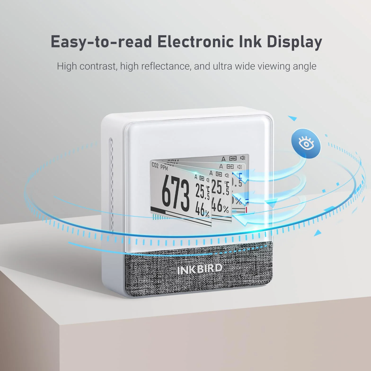 Inkbird Medidor CO2 Bluetooth,IAM-T1 Detector CO2 con Temperatura e Humedad,Control App,E-Ink Pantalla,Batería de Larga Duración,CO2 Monitor Portátil para Casa,Oficina