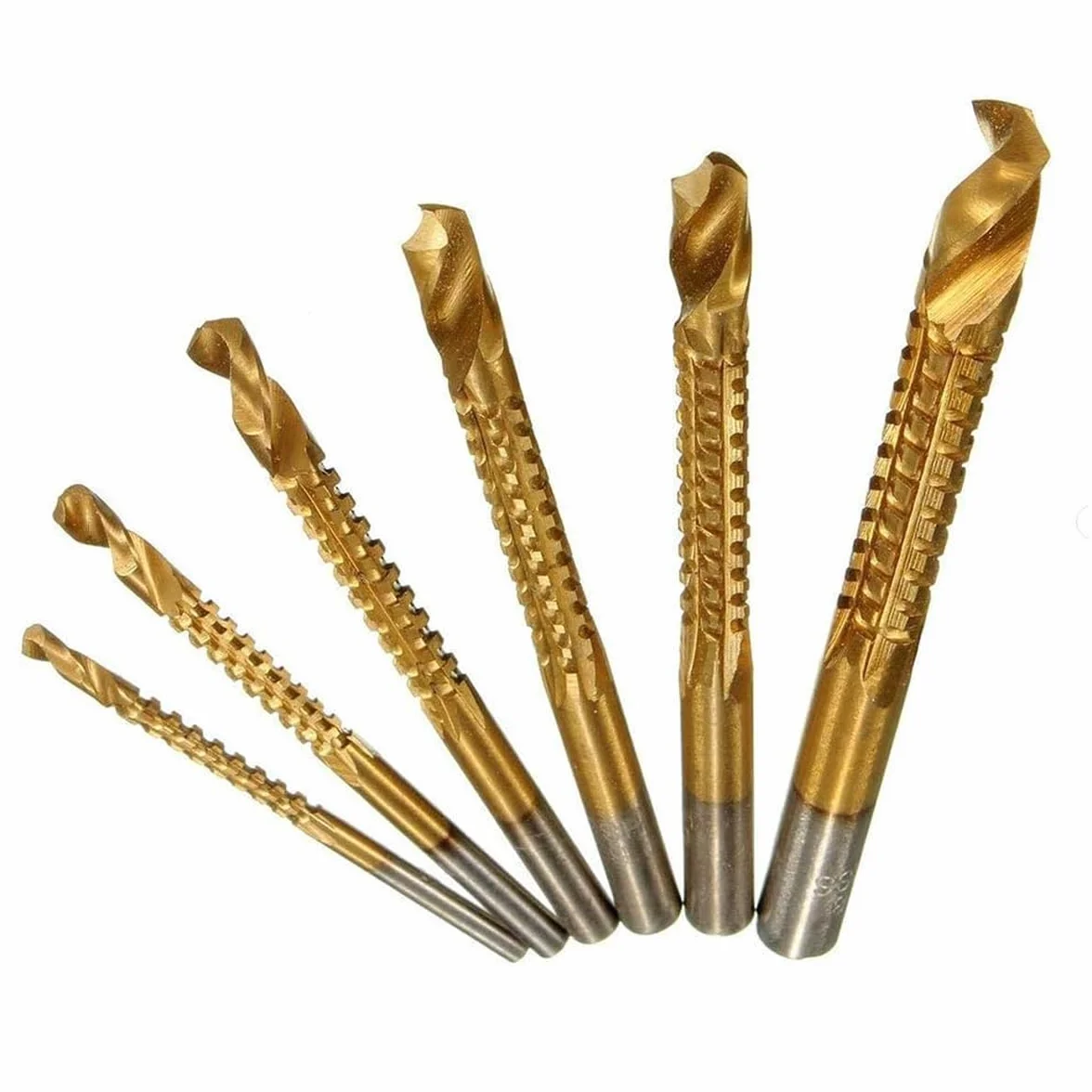 Treki 6pcs Broca de Sierra en Espiral HSS de Acero de Alta Velocidad 3-8 mm y Sierra Bit Set Titanio Recubierto Herramientas de Carpintería para Madera y Metal