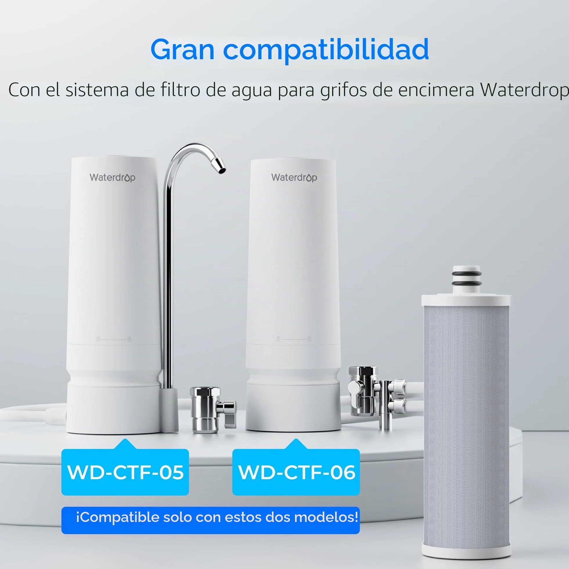 Waterdrop WD-CFF-03 Filtro de Reemplazo, Filtro de Agua para Encimera, Vida Útil de 4000 Galones, Filtros de Agua de Reemplazo para Fregadero, Reemplazo para WD-CTF-05, WD-CTF-06, 1 Paquete