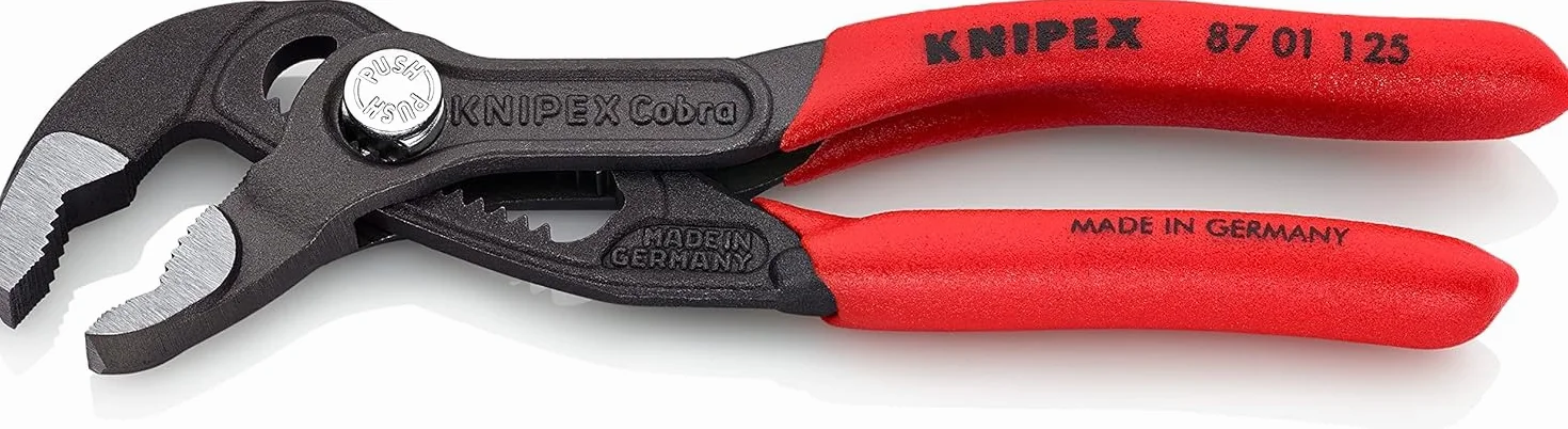 KNIPEX Cobra Tenaza de agarre pico loro con cartulinas autoservicio Mangos plasticos por inmersión antideslizantes 125, 87 01 125 SB
