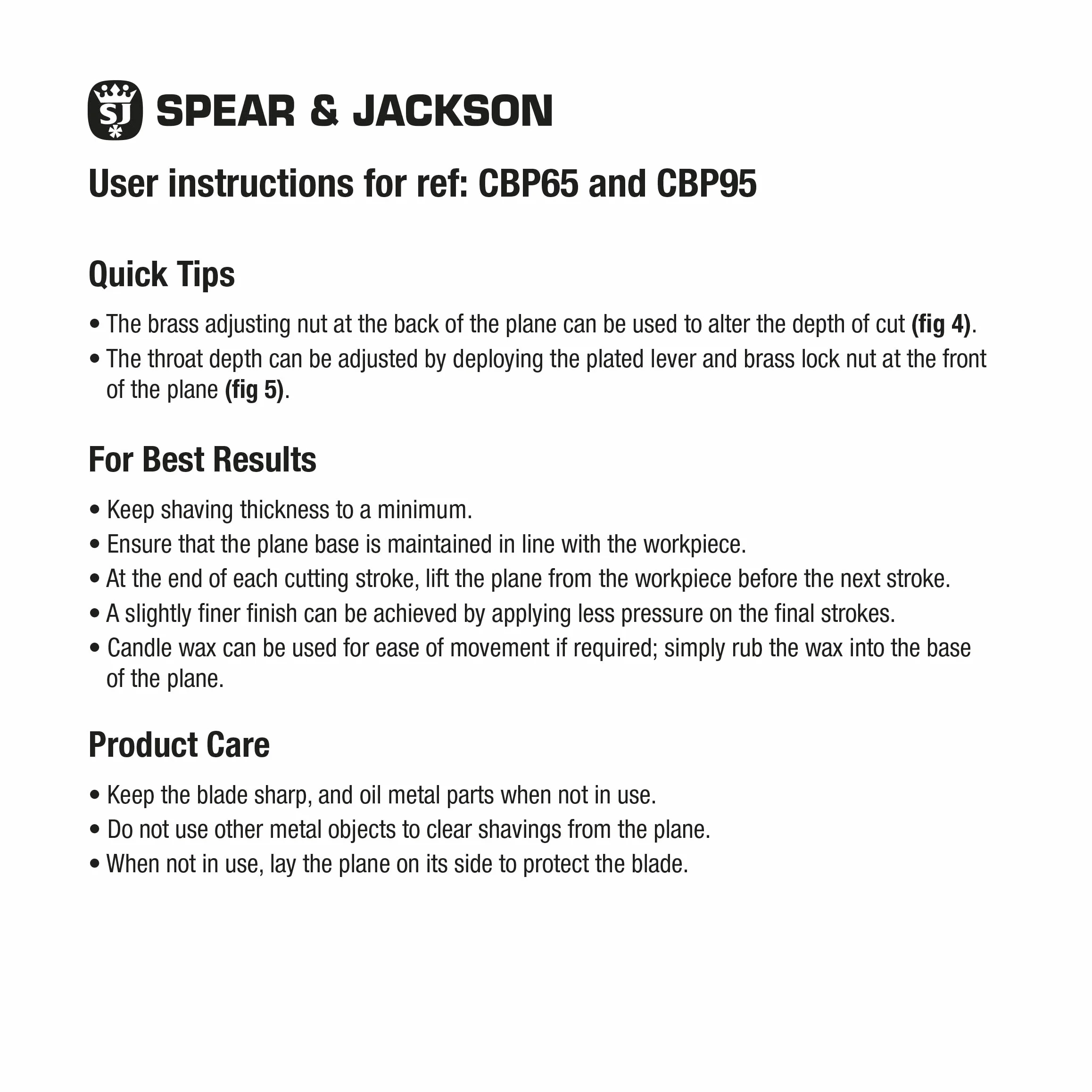 Spear & Jackson CBP95 9 1/2 Cepillo de bloque de carpintero