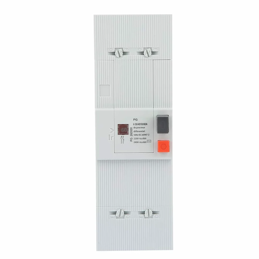 Disyuntor 60A, PG Disyuntors de Bajo Voltaje, Disyuntors Diferencial 2P 30/60A 500mA, Disyuntors de Bajo Voltaje de Doble Polo, Para el Sistema de Distribución de Energía de Motores de Iluminación