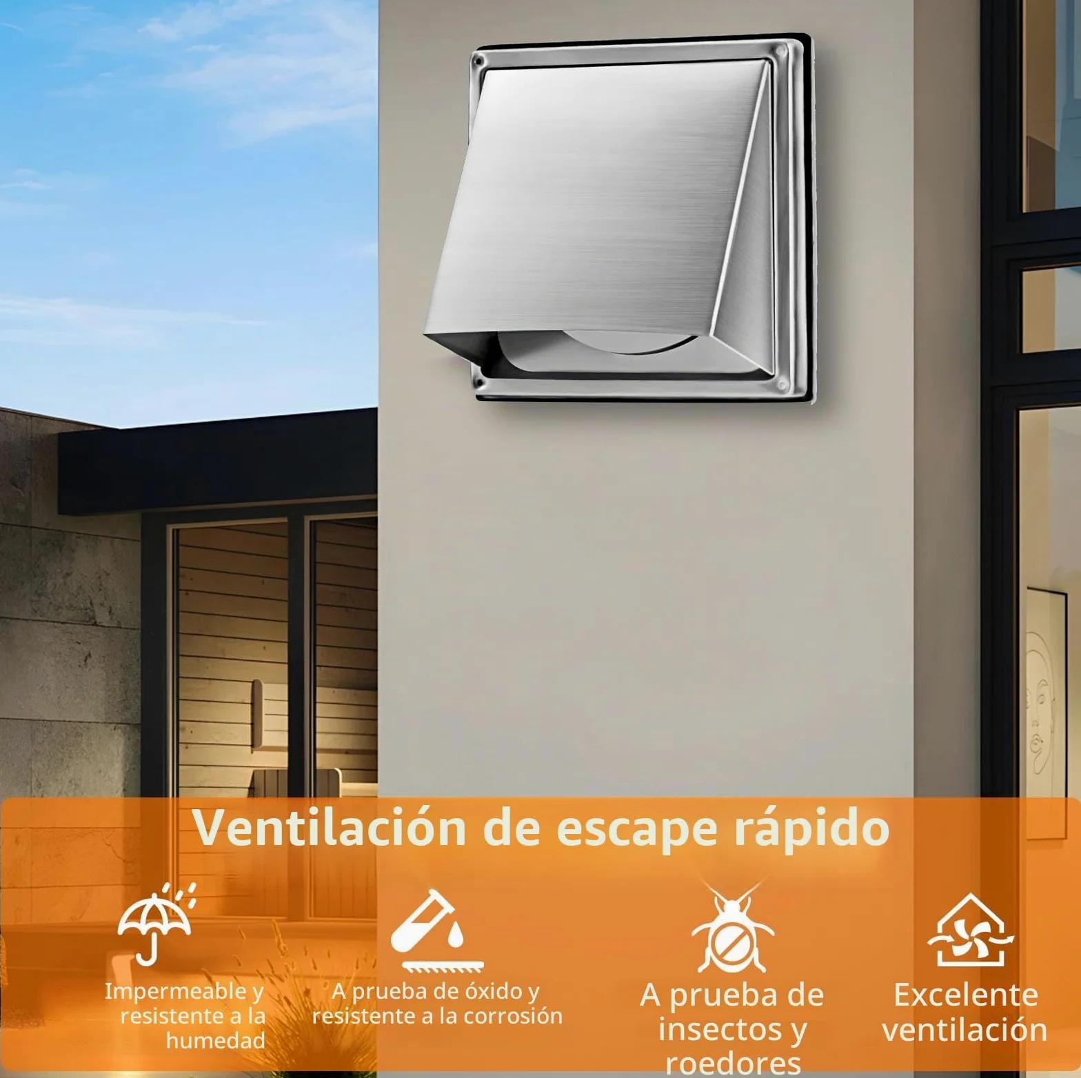 rejilla de ventilación de acero inoxidable de Φ150 mm, con red a prueba de insectos, rejilla de ventilación de conducto circular adecuada para conductos del sistema de ventilación mecánica