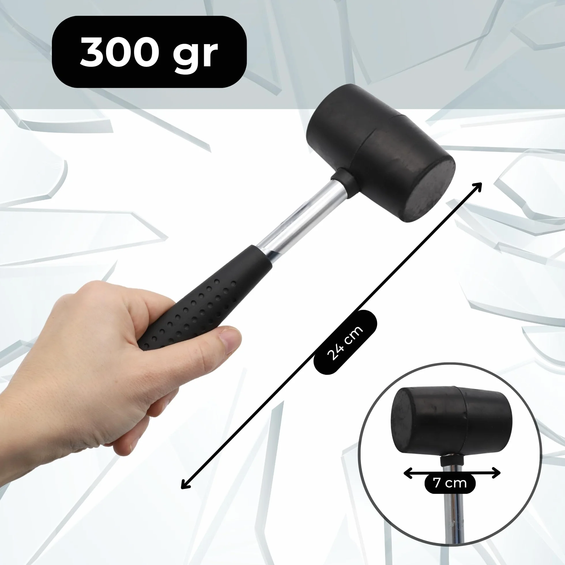 TECHZOCO Mazo de goma Martillo de hule, Martillo de goma, Mazo de goma, Herramienta de caucho, Mazo de caucho, Martillos de hule, Golpe suave, Mazo con cabeza de goma, 300 Gramos