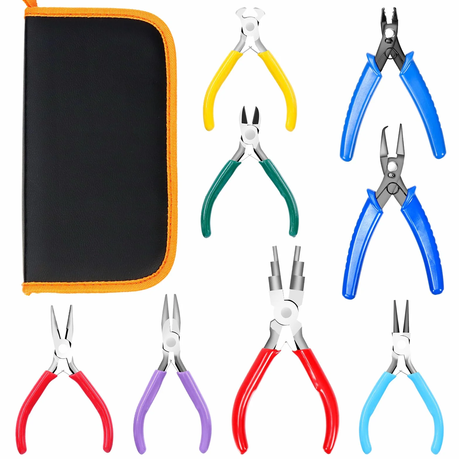 Sweet Juego de 8 alicat de joyería de 8 tipos de 4.5 pulgadas, herramientas coloridas para hacer joyas
