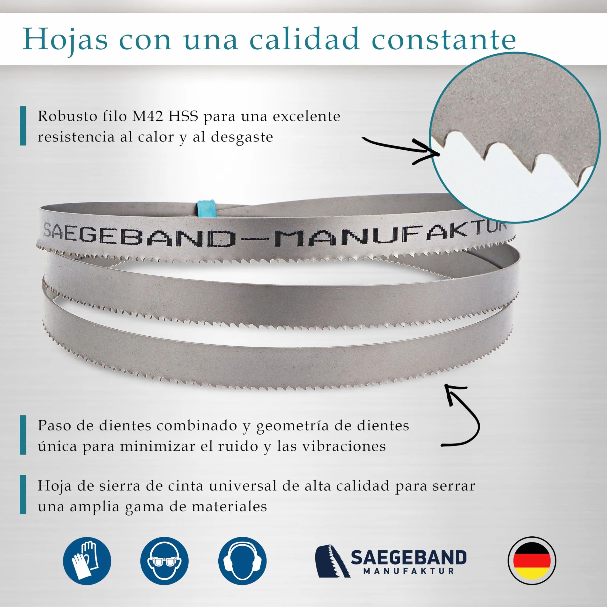 Pack 5 Hojas de Sierra de Cinta Premium M42 HSS Bimetálicas 1330 x 13 x 0,65 mm 14/18 TPI para Metal