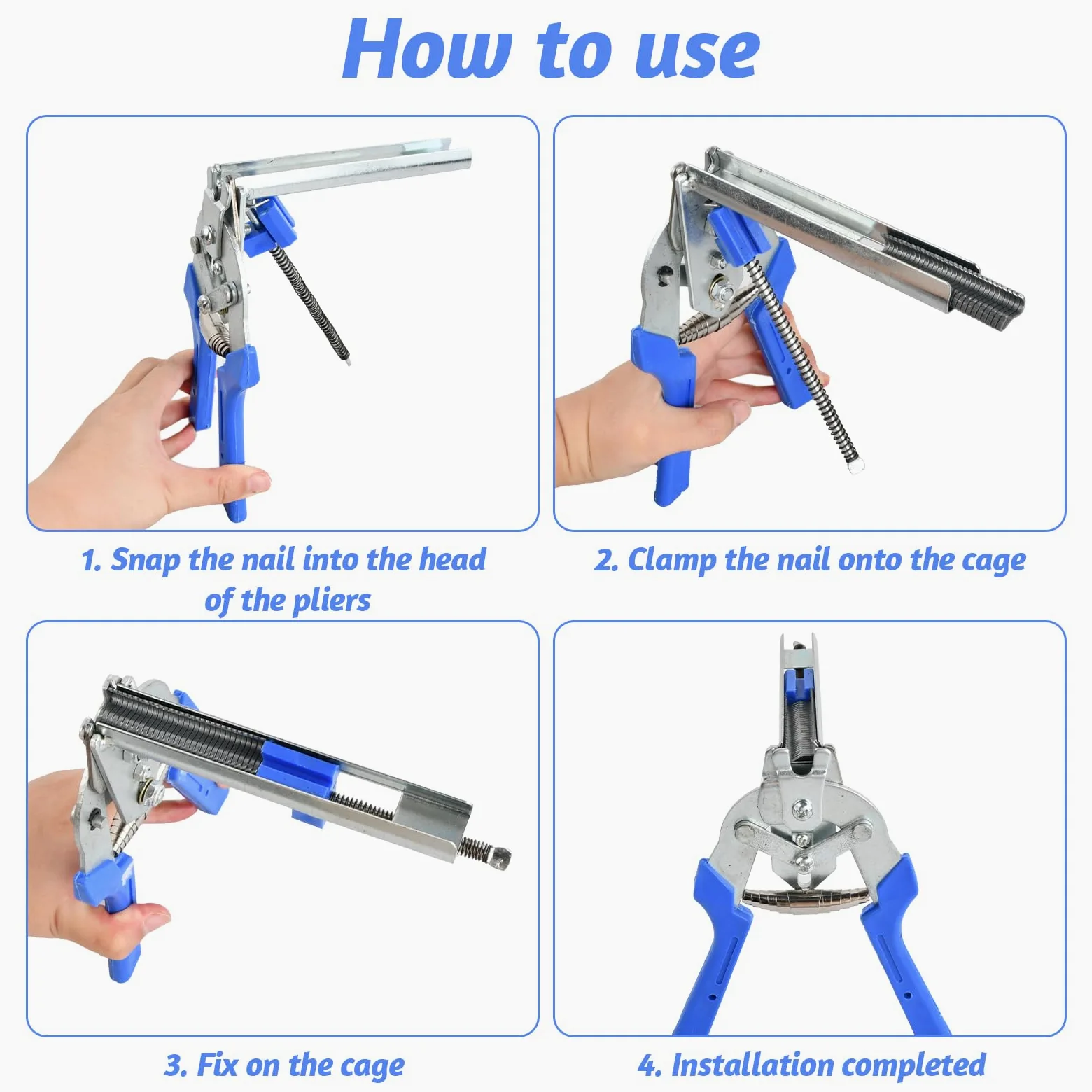 Alicates para Cercas con Mango de Plástico, Tenaza de Anillo con 600 M Clavos, Ideal para Jaulas de Conejos, Gallinas, Mantenimiento, Herramienta Manual para Soldar