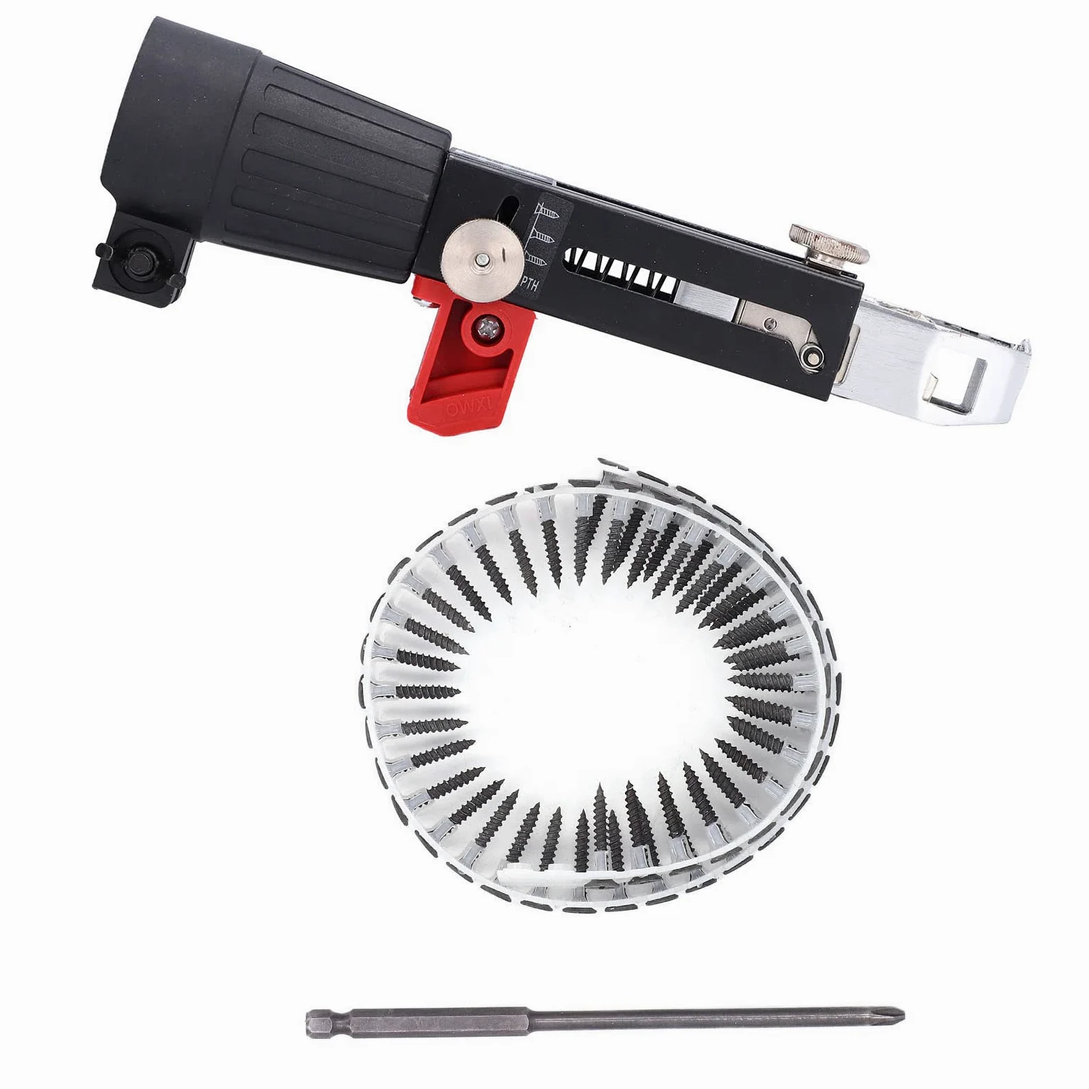 Pistola de Clavos Automática, Adaptador de Clavos de Cadena Automática, Pistola de Tornillos para Paneles de Yeso con Pistola de Tornillos de Clavos de Alta Eficiencia,