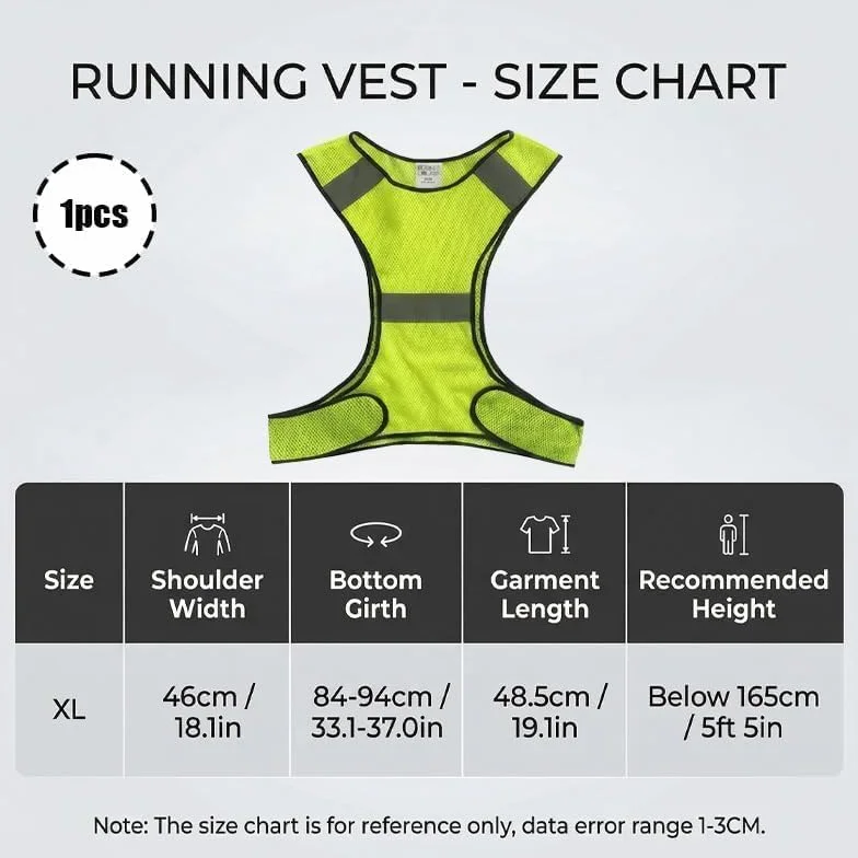 Chaleco Reflectante de Seguridad Ajustable Unisex Talla XS-M con Alta Visibilidad, Ligero y Transpirable, Ideal para Correr, Ciclismo, Moto, Running, Senderismo Nocturno, reflectante running