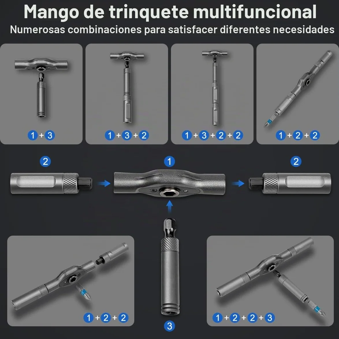 Juego de destornilladores de carraca 42 en 1, destornillador magnético de precisión con 40 puntas S2, mango en T modular y 3 mangos combinados, juego de herramientas de carraca mini con caja para