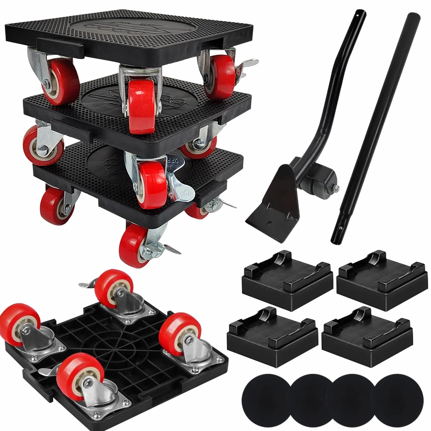 7 Piezas Transportador de Muebles con Freno, Ruedas para Muebles Pesados Empalmable, Carga de 400 kg Levantador de Muebles, para Mover Mobiliario para el Hogar, Mover Muebles Pesados
