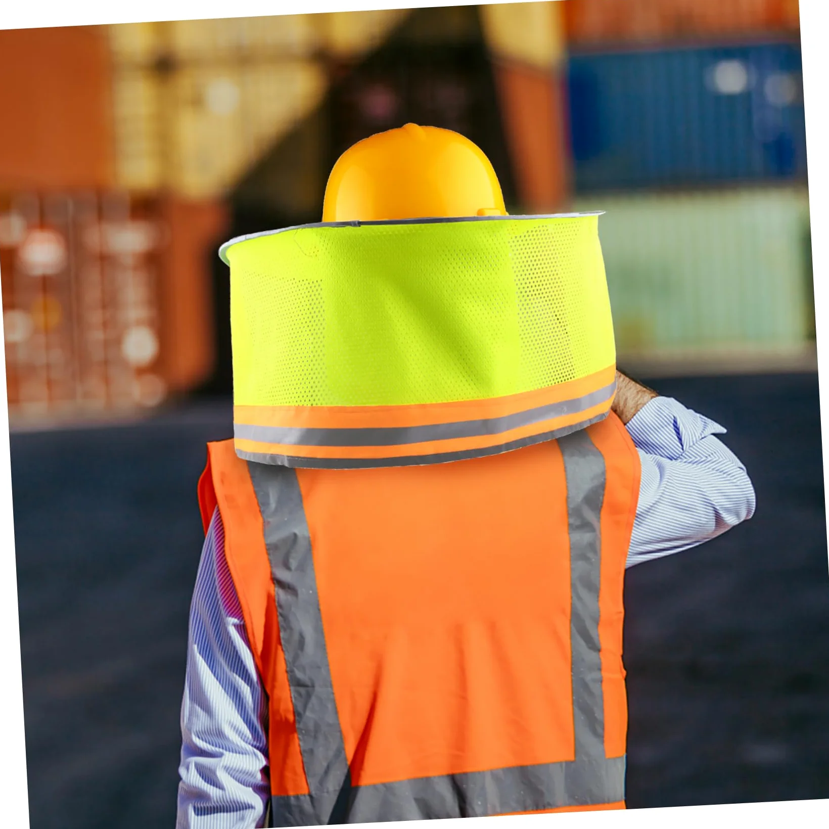 2 piezas de protección solar reflectante para casco protector de ala completa protección de cuello transpirable de alta visibilidad naranja neón para obras y actividades al aire libre