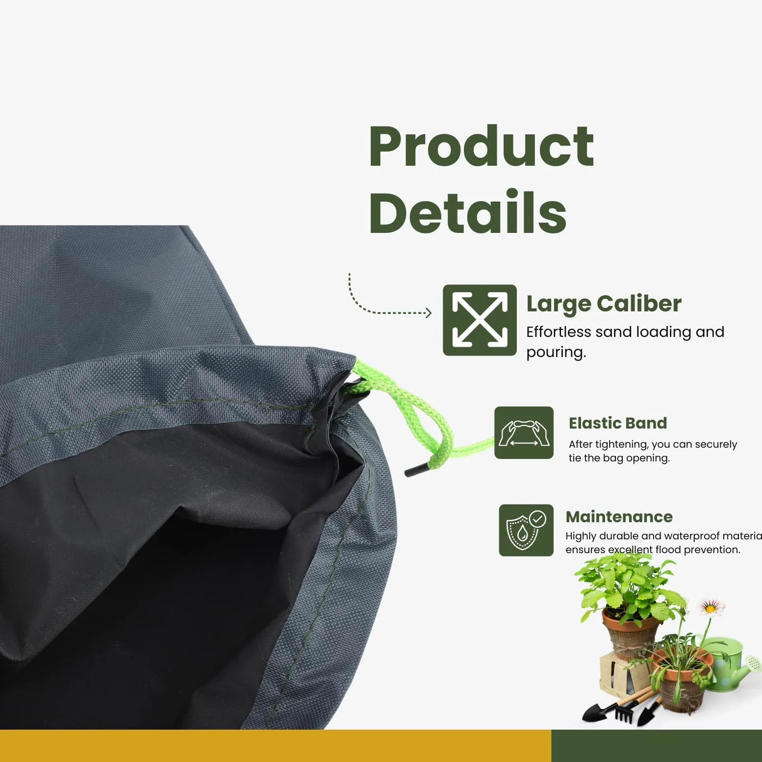 Saco de Arena sin Arena para inundaciones, 10PCS 25 * 50cm Sacos de Arena con cordón para barreras de Agua de poliéster 9.8x19.7in, para sótano Garaje Tienda(Gris)