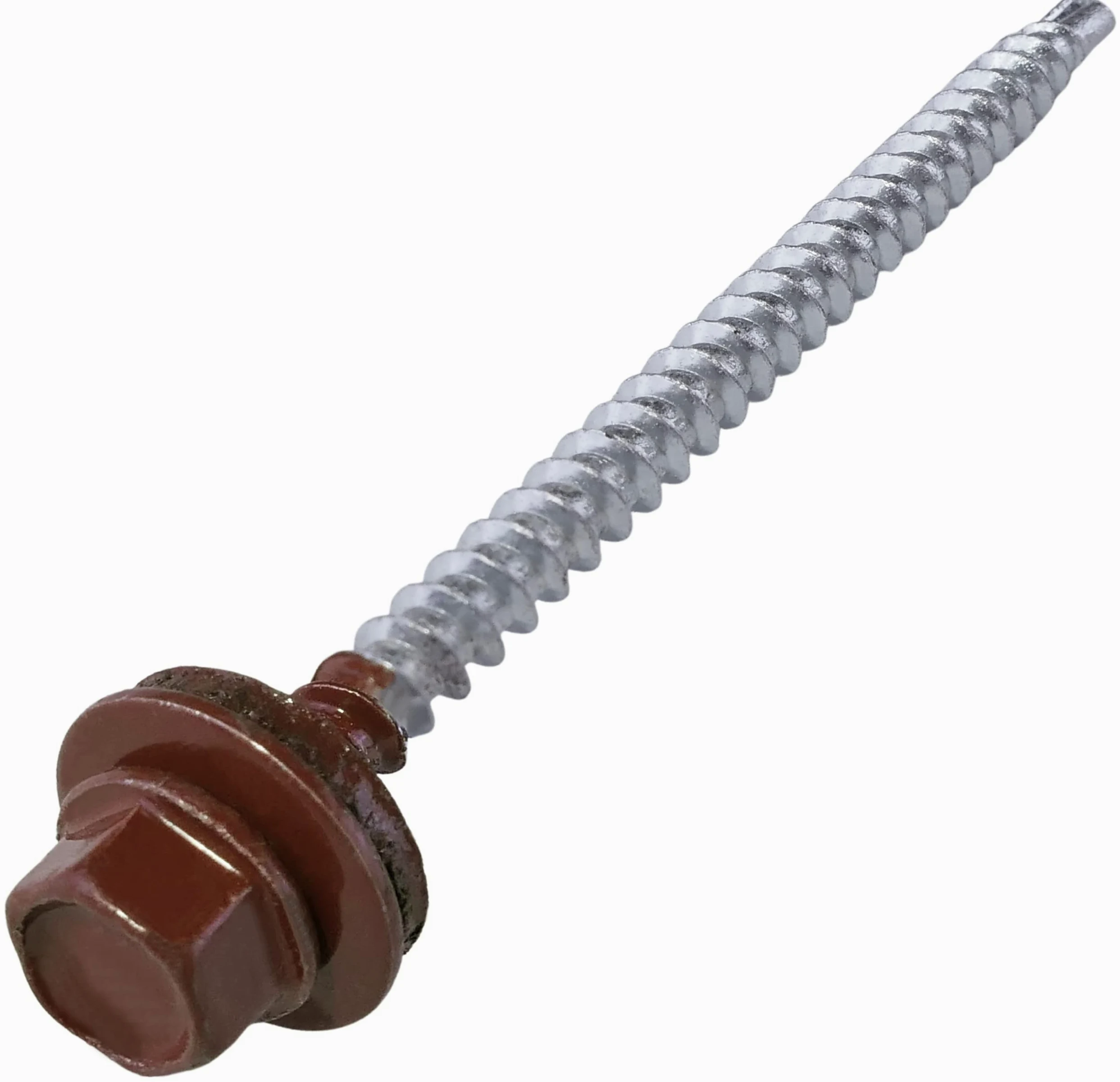 AERZETIX - C57200 - Juego de 50 Tornillo autoperforante de metal a madera Ø4.8x70mm + arandela de sellado EPDM - pintado en color rojo óxido RAL 3009 - huella de cabeza 8mm hexagonal - en acero