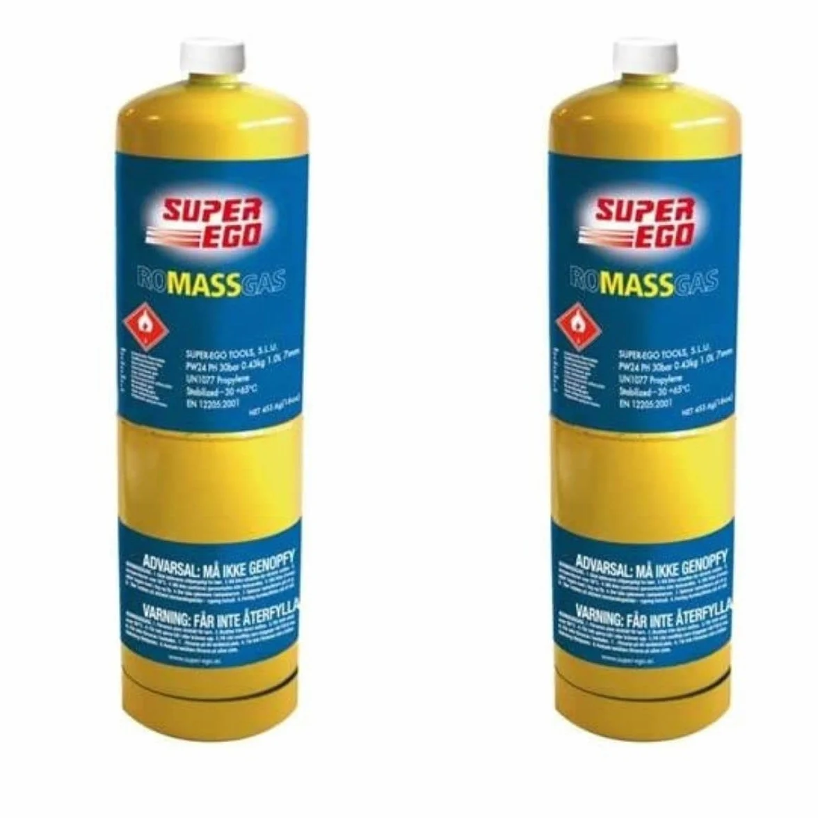 RASMACOR | Pack 2 Unidades Super Ego | Cartucho Romassgas | SEH024600 | Mezcla estabilizada de Gas metil-acetileno con propadieno | 35% más rápido Que el propano
