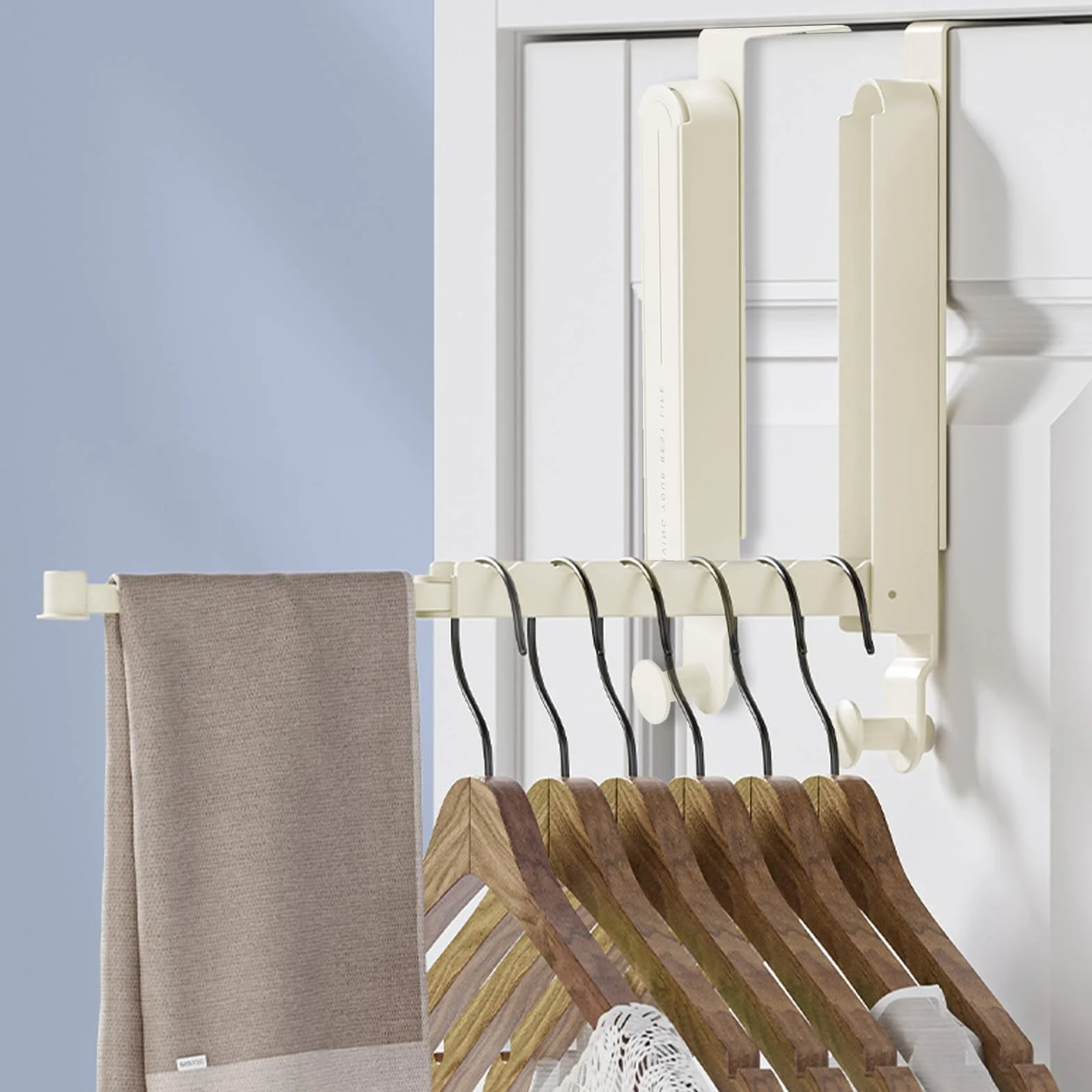 Juego de 2 Percha Puerta, Perchero Puerta Ganchos Plegables Colgador Puerta, Perchero Sin Taladrar para Dormitorio Salón Baño, Perchas Colgadores de Aluminio, para Puertas de hasta 4,3 cm de (Blanco)