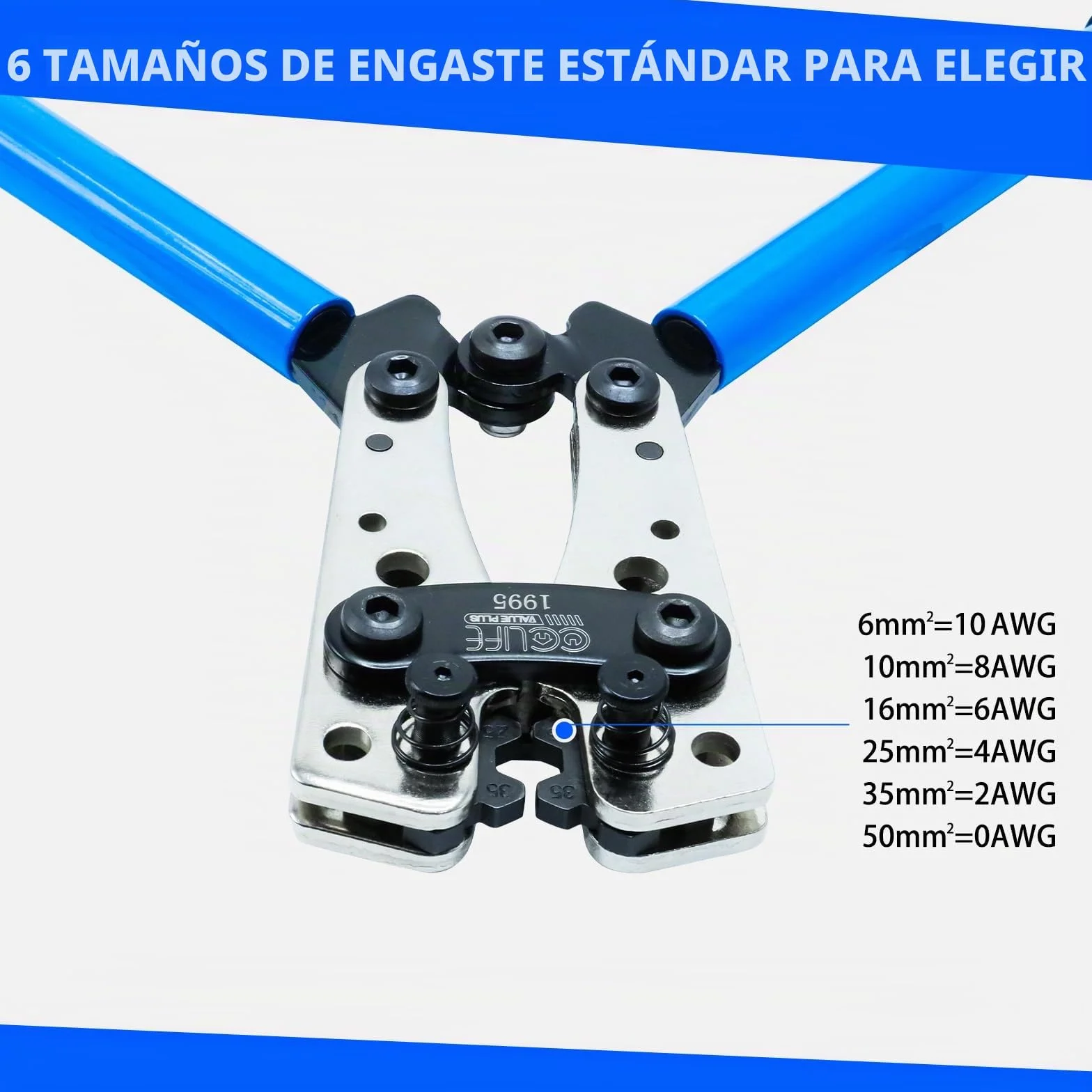 CCLIFE Crimpadora Terminales Electricos Alicates 6-50 mm² (AWG 10-0)