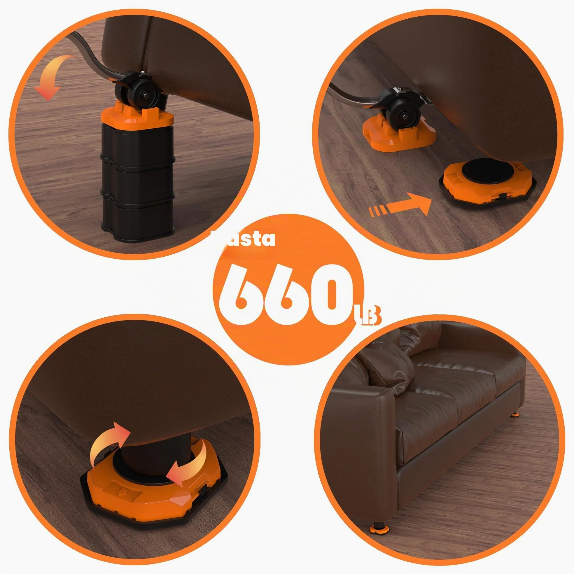 El Innovador Elevador y Deslizador de Muebles para Muebles Pesados, con Control de Altura, Mueve Fácilmente Objetos Pesados en Pisos de Madera y Alfombras (Naranja)