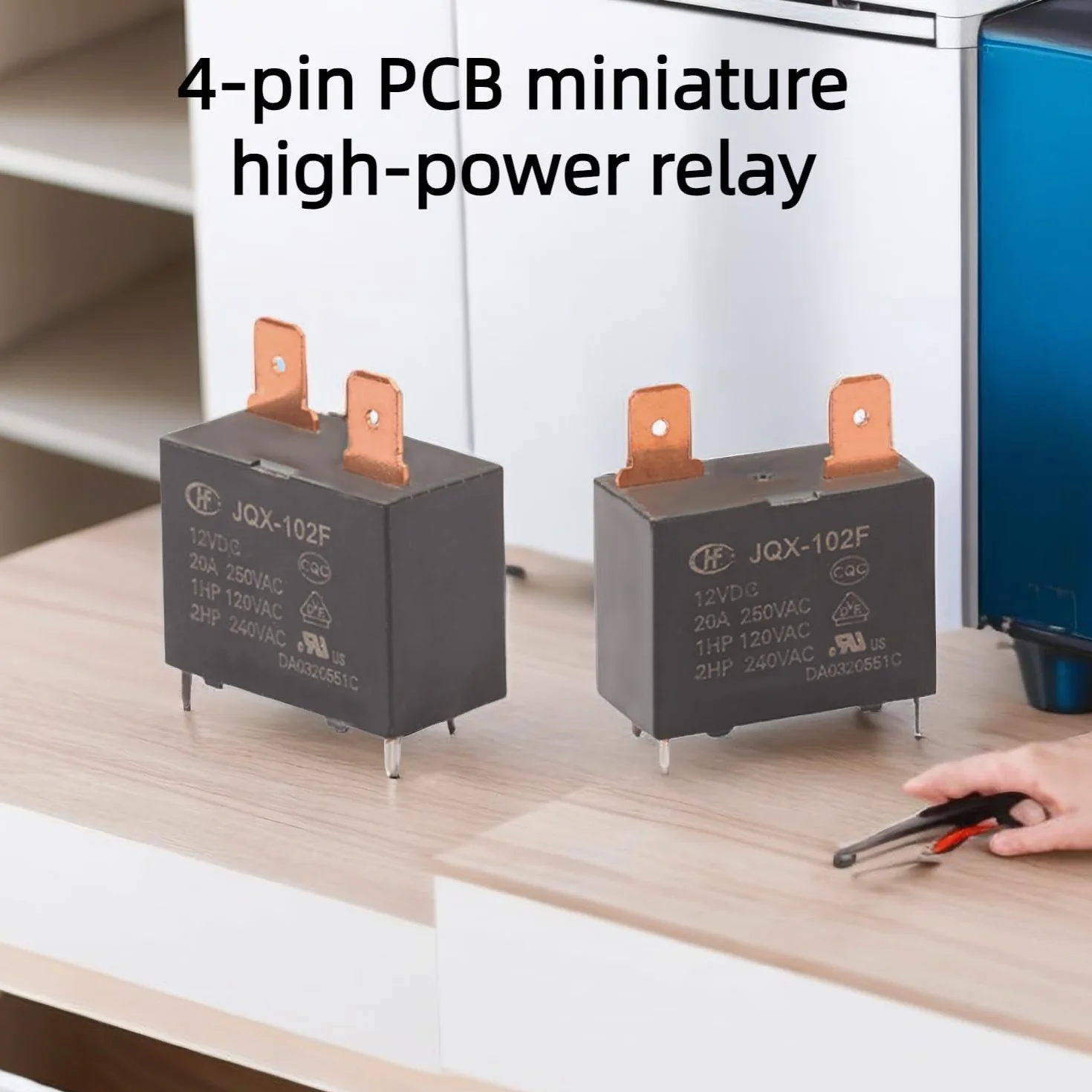 obqo JQX-102F-12VDC 20A 4PINS-Relé (2 unidades)