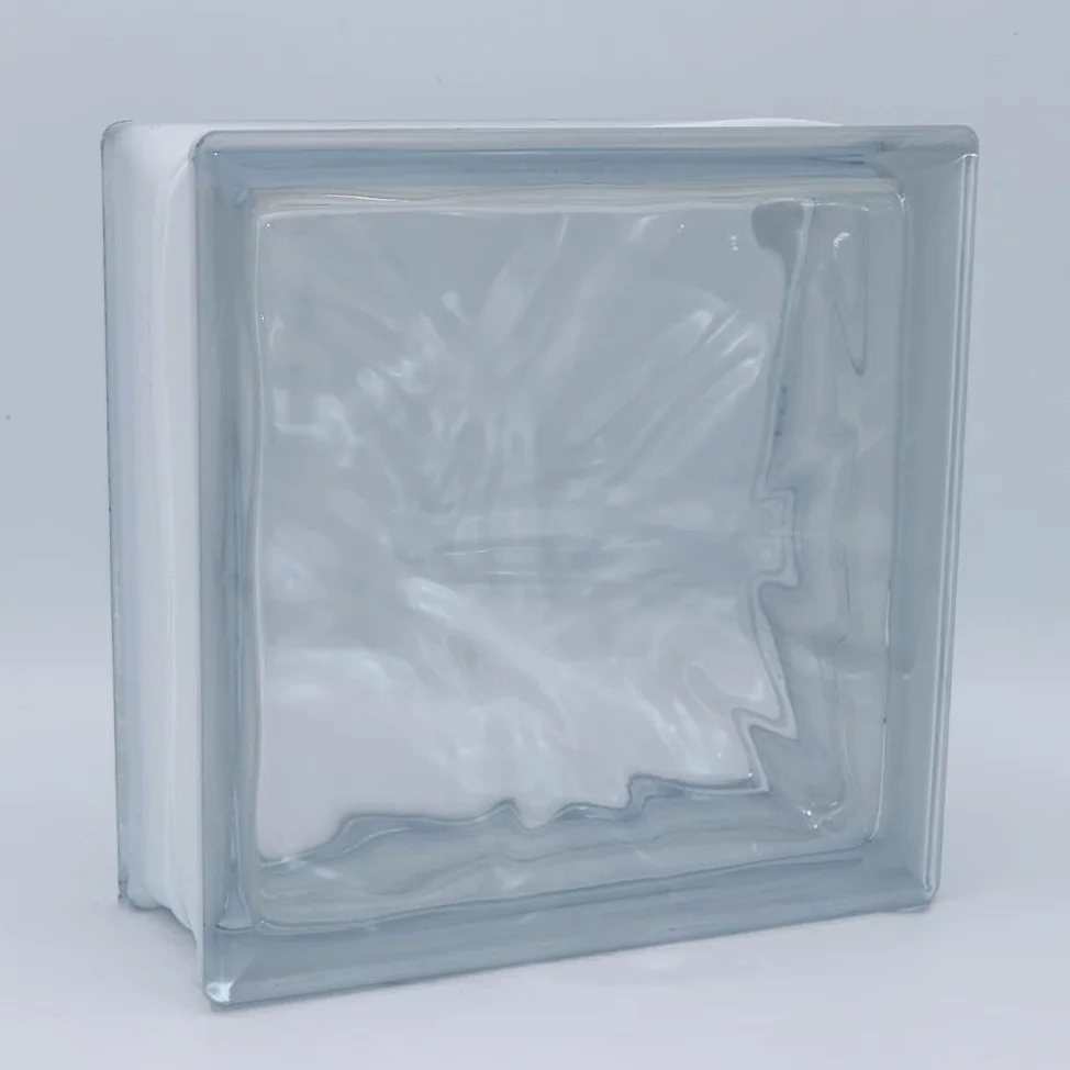 Ladrillo de vidrio de diseño nube transparente brillante 19x19x8 cm - 5 piezas
