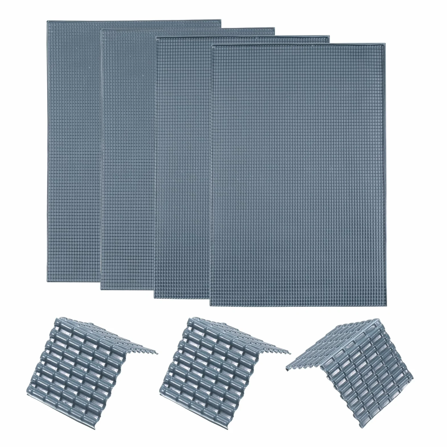 sourcing map Miniatura Techo Tejas PVC Modelo Tejado Azulejos Mini DIY Azulejos Modelo Edificio Juego para Jardín Arena Mesa 29.5x19.5cm/1.16x0.76" Oscuro Gris Paquete de 4,1:75