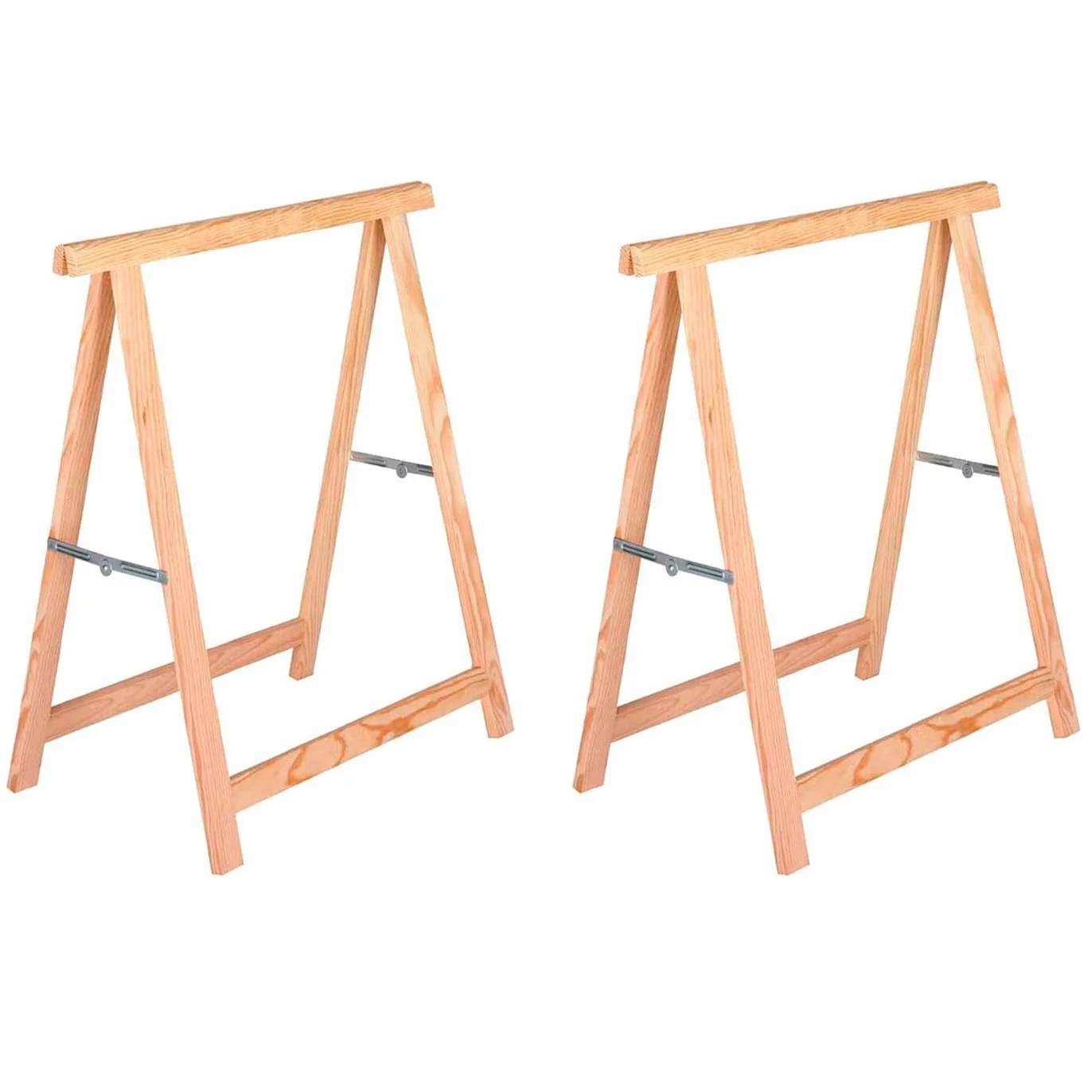 Acan - Pack 2 Caballetes de Madera Plegables para carpintería, Bricolaje, Montar tableros, Cortar Madera, 75 x 73,5 cm