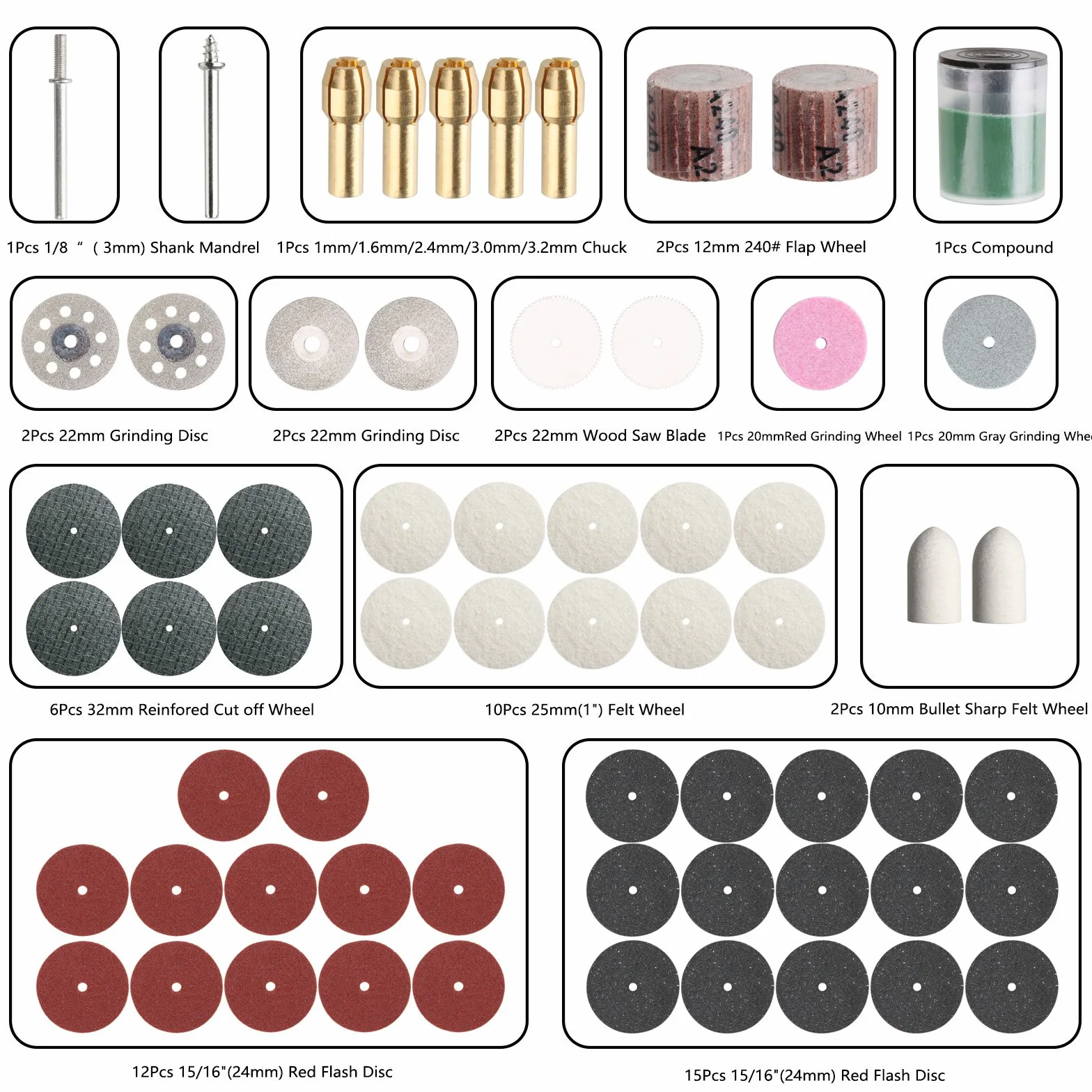ZFE 217 piezas, juego de accesorios para Dremel Proxxon y multiherramienta para modelar Super para Dremel, Proxxon, herramienta multifunción con mango de 3 mm